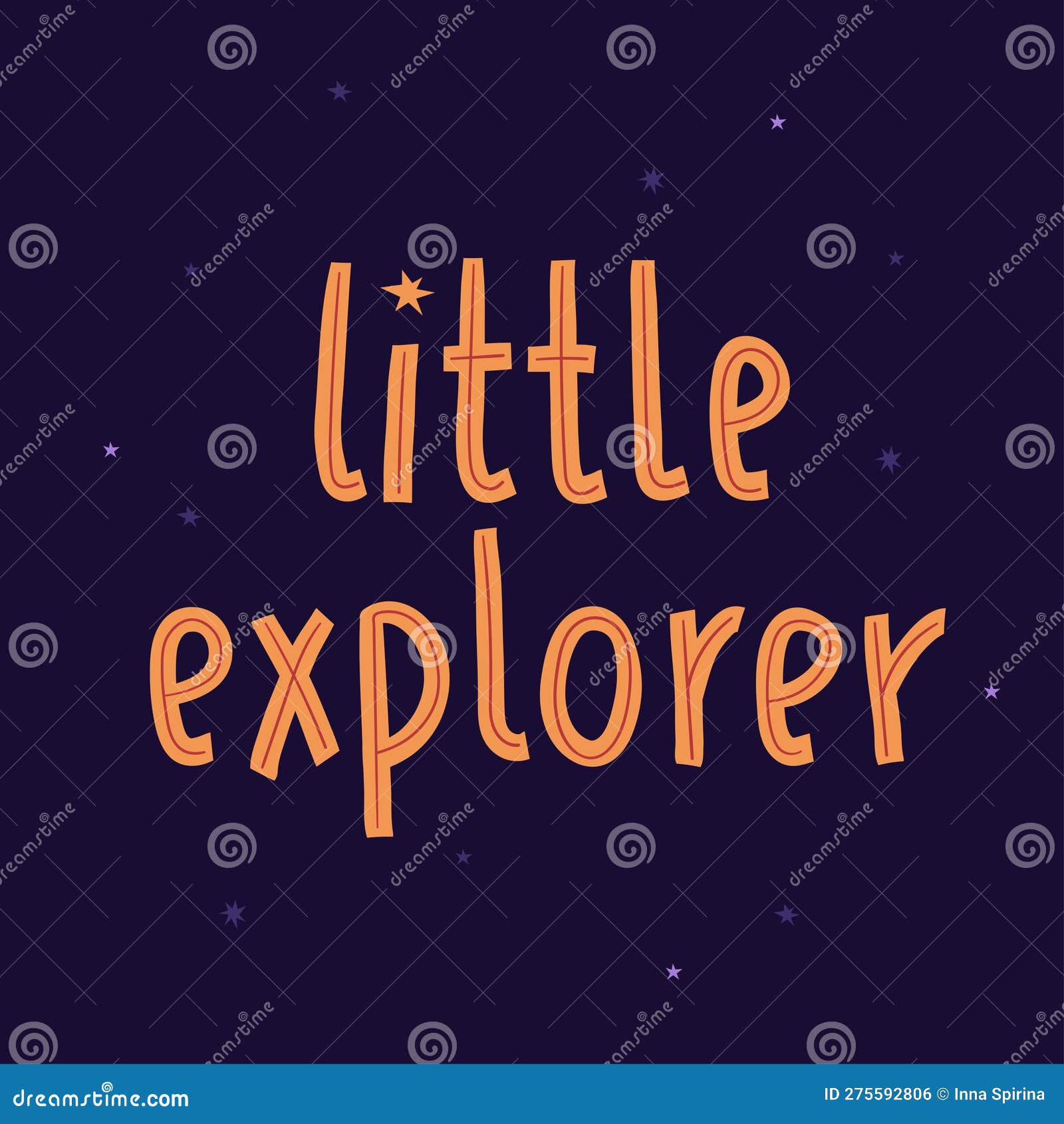 cosmic lettering with stars.  . little explorer childrens quote. cosmonautics day