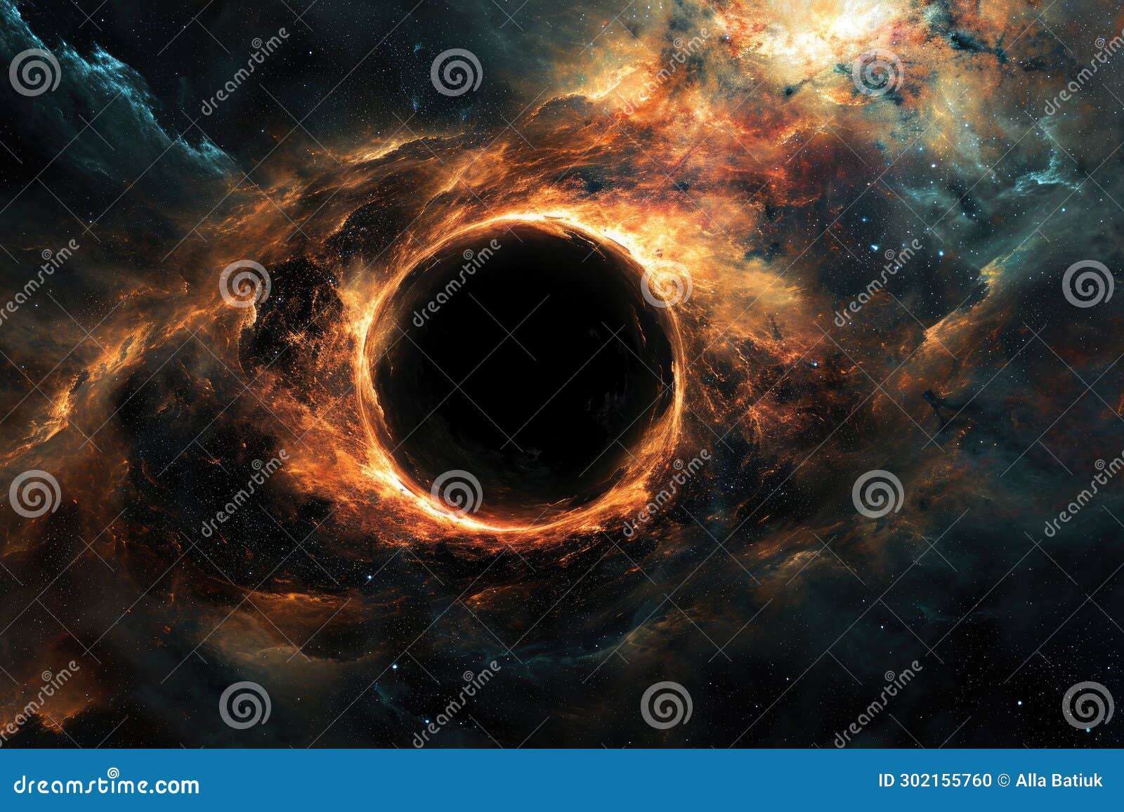 cosmic mystery : the depths of a black hole in space, an enigmatic gravitational singularity shaping the fabric of the