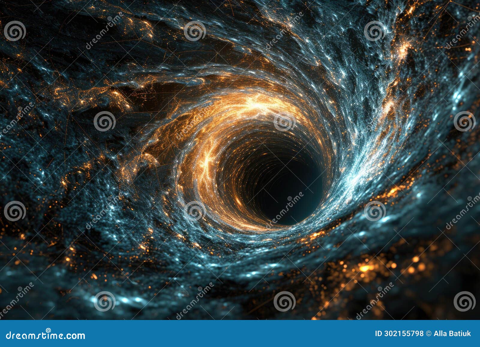 cosmic mystery : the depths of a black hole in space, an enigmatic gravitational singularity shaping the fabric of the