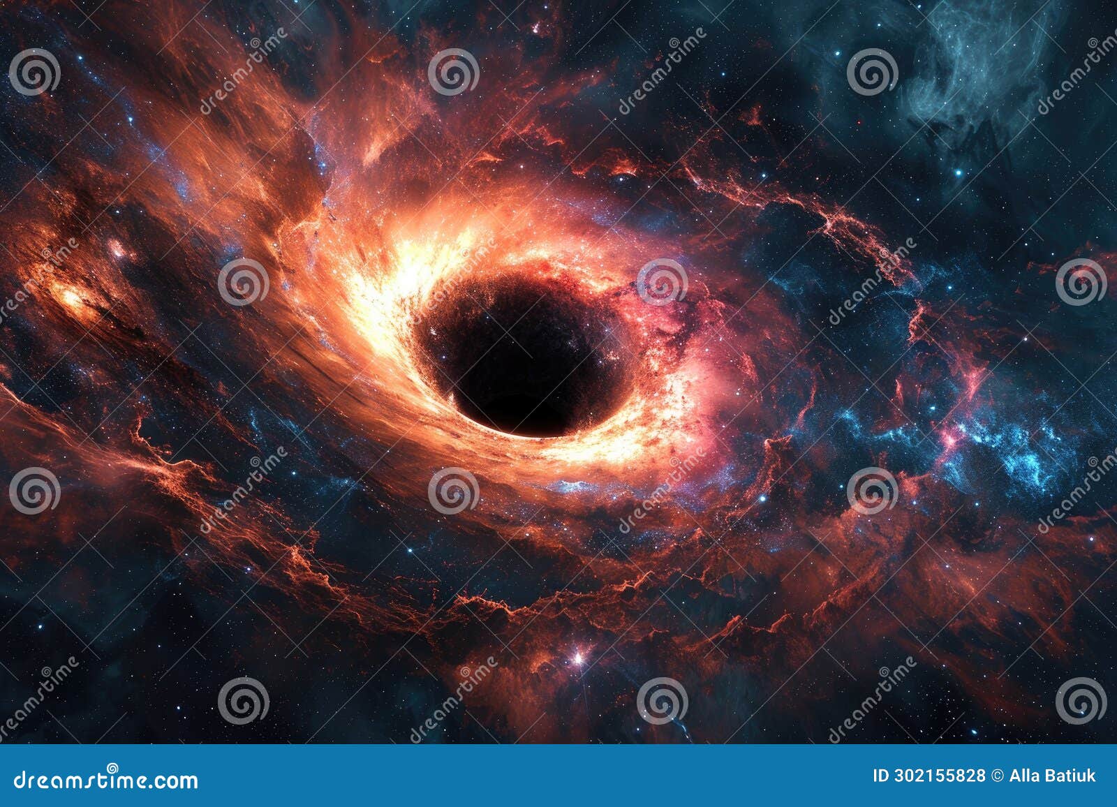 cosmic mystery : the depths of a black hole in space, an enigmatic gravitational singularity shaping the fabric of the