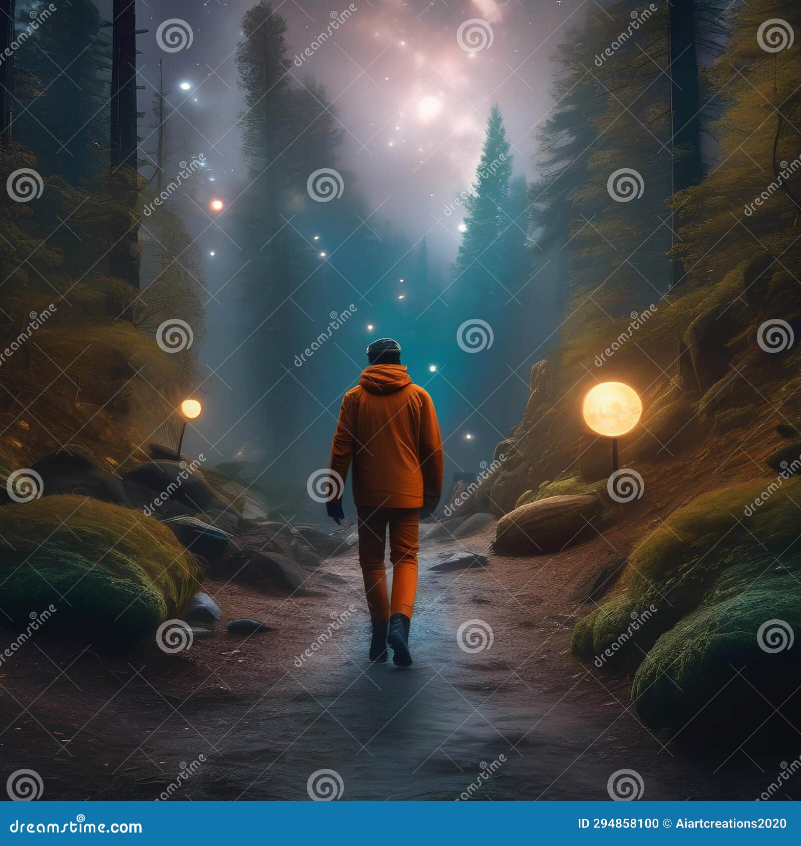 a cosmic time traveler, a being composed of past, present, and future, walking through a temporal forest5