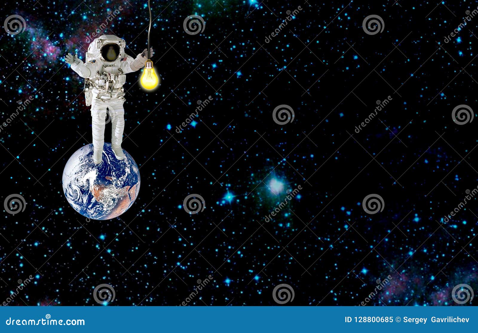 cosmonaut and lighting galaxy.mission in outer space