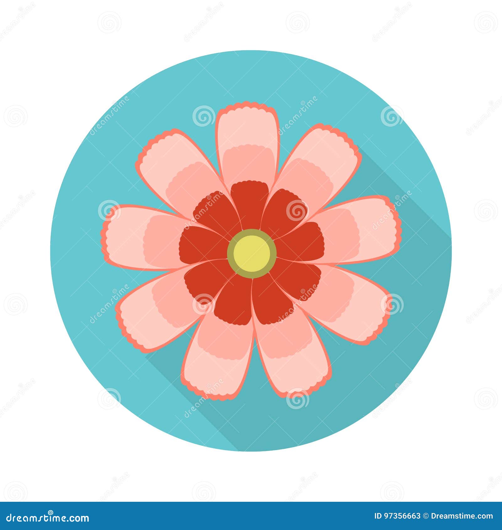 Cosmos Flower Flat Icon with Shadow Stock Vector - Illustration of