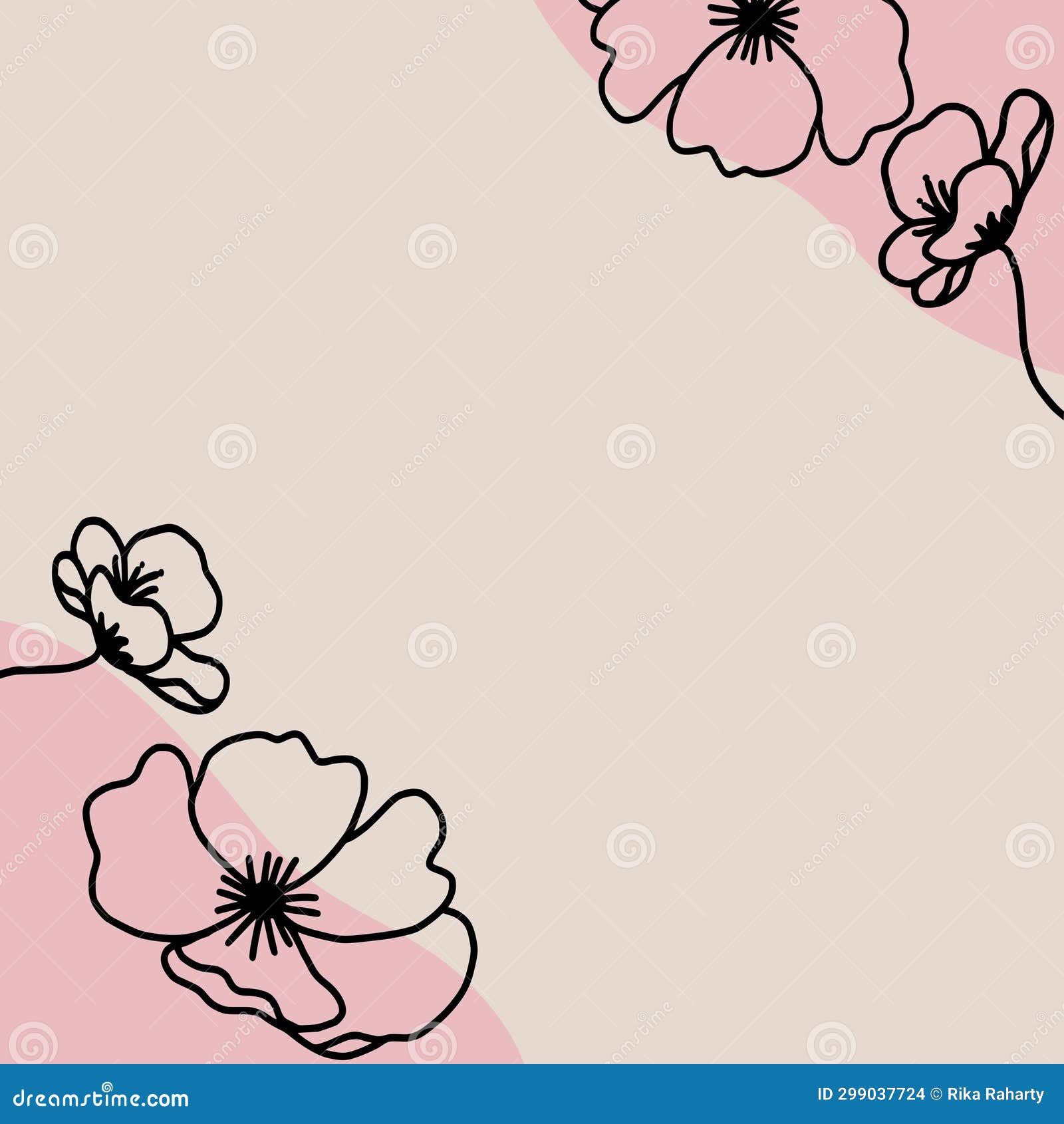 Cosmos Wild Flowers Line Art Background Vector. Stock Illustration ...