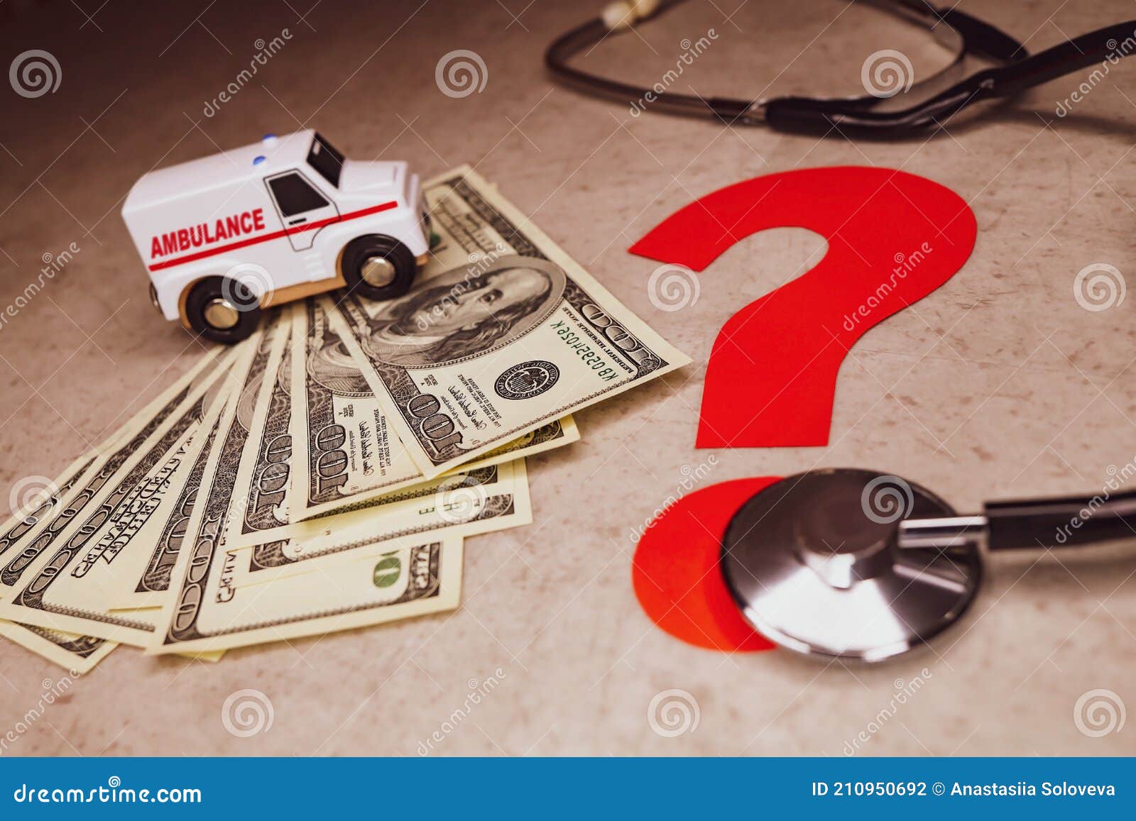 Cost of Ambulance Services. Emergency Services are on USD. Stock Photo