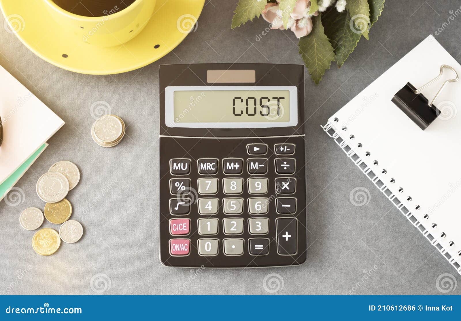 COST on the Calculator on the Desktop Stock Photo Image of calculate