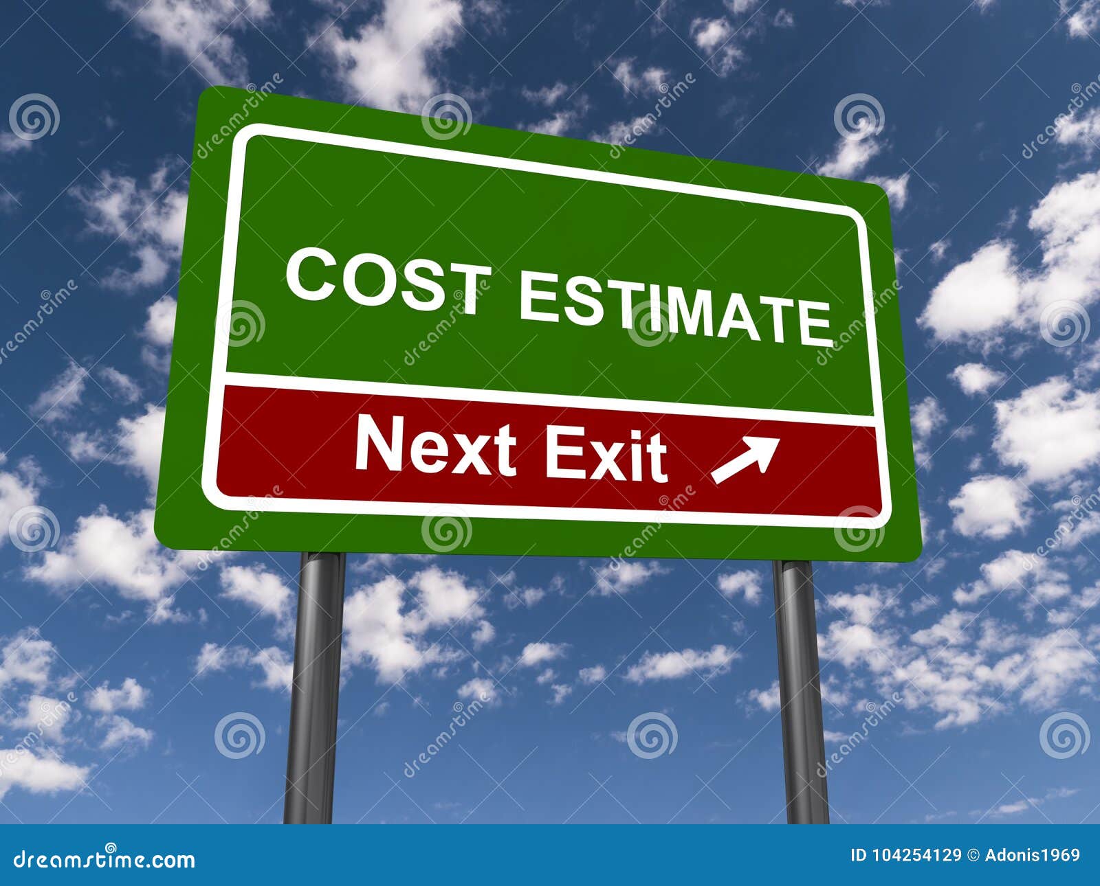 Cost estimate sign stock illustration. Illustration of point - 104254129