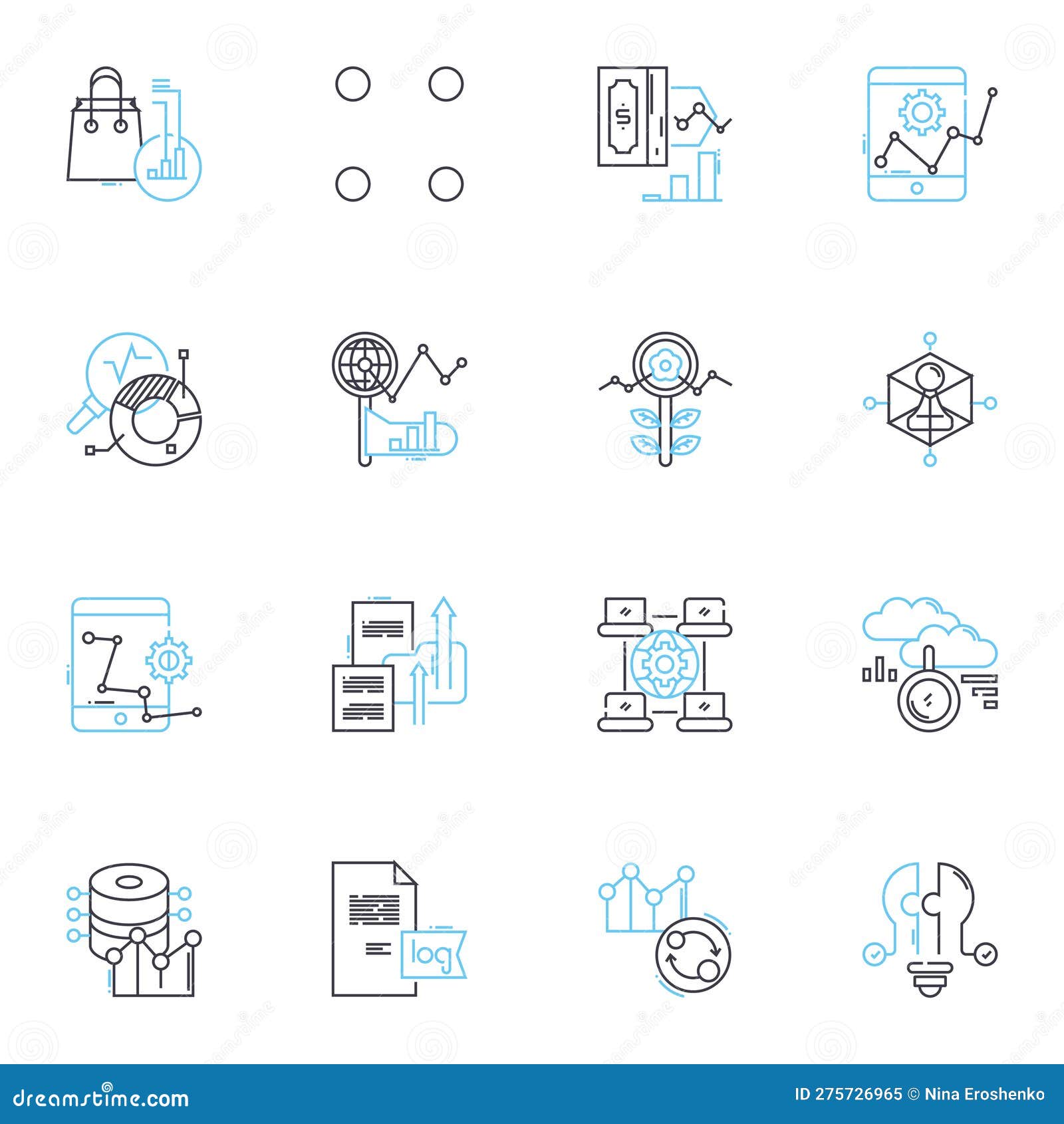 cost estimation linear icons set. budgeting, projection, calculation, pricing, estimation, analysis, forecasting line