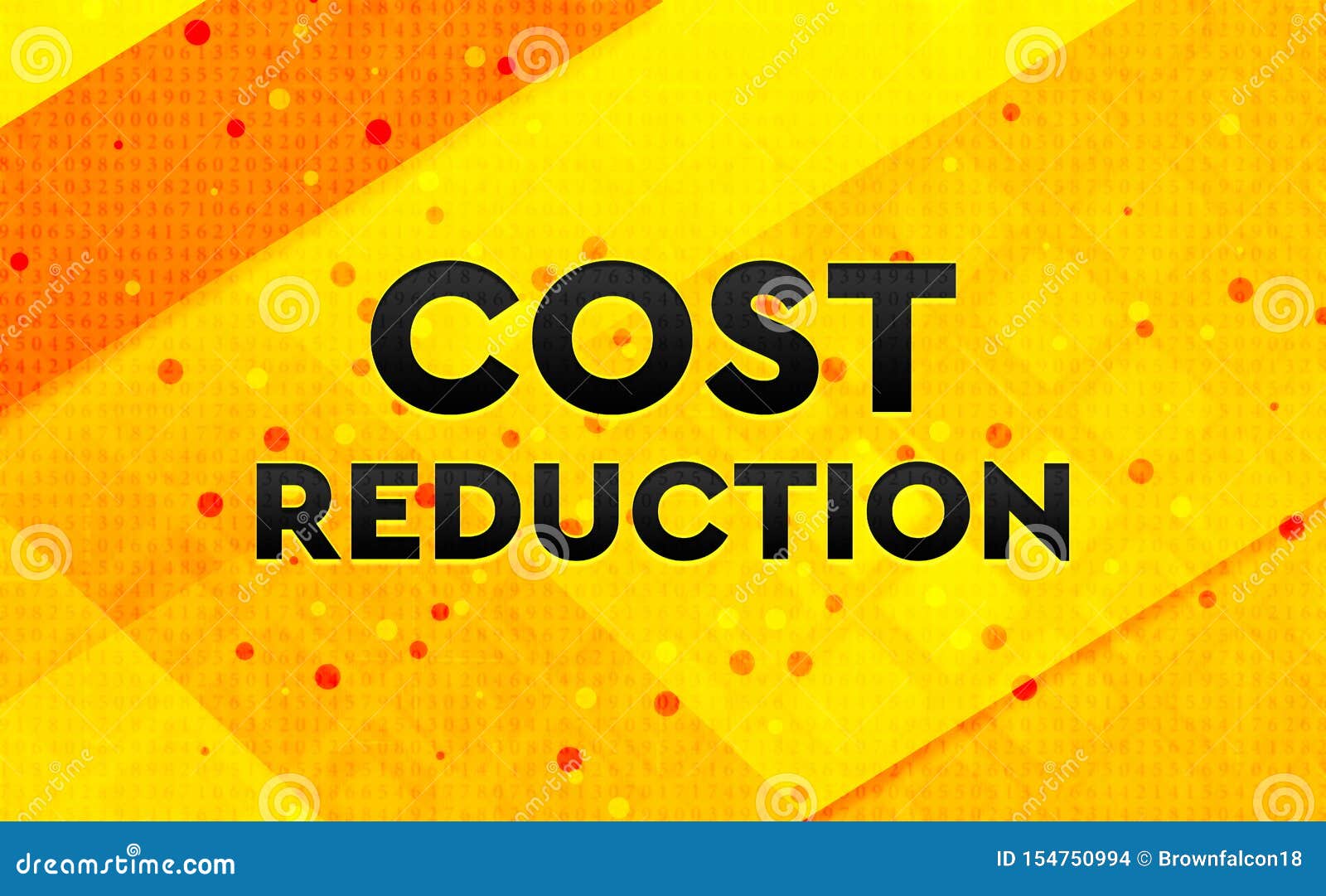 Cost Reduction Abstract Digital Banner Yellow Background Stock