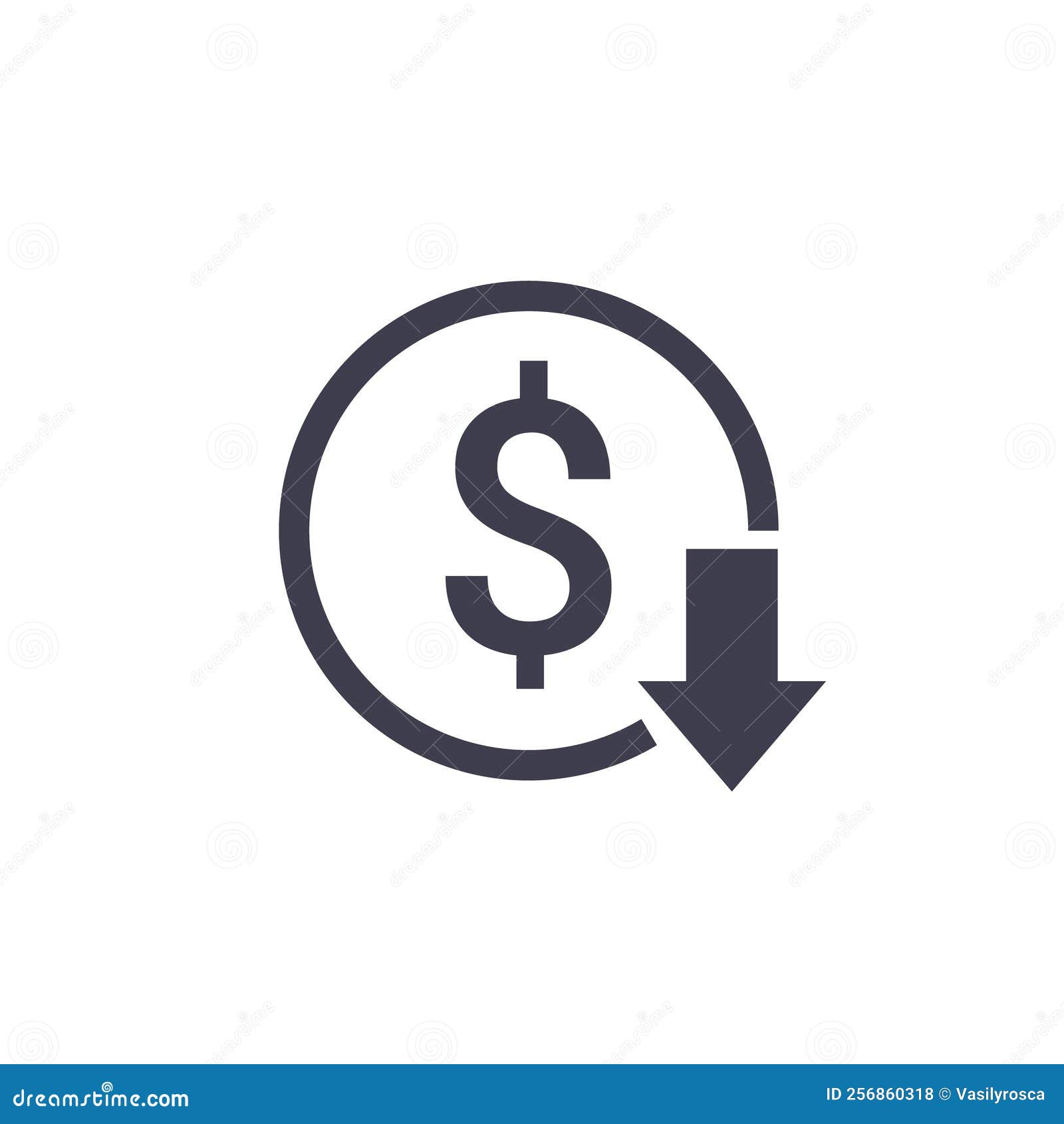 Cost Reduction Icon Price Lower Arrow. Vector Low Cost Money Crisis ...