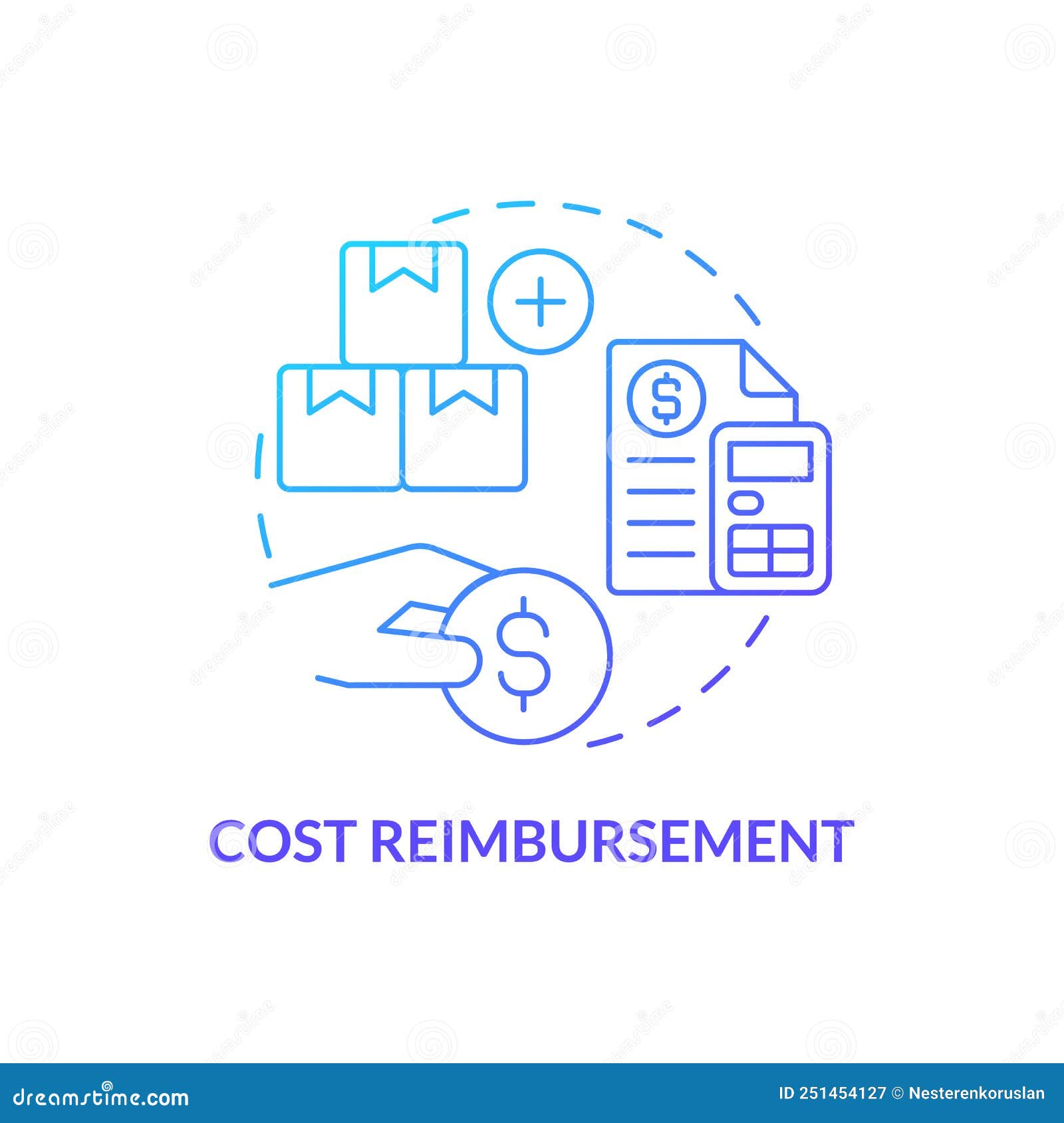 cost-reimbursement-blue-gradient-concept-icon-cartoon-vector