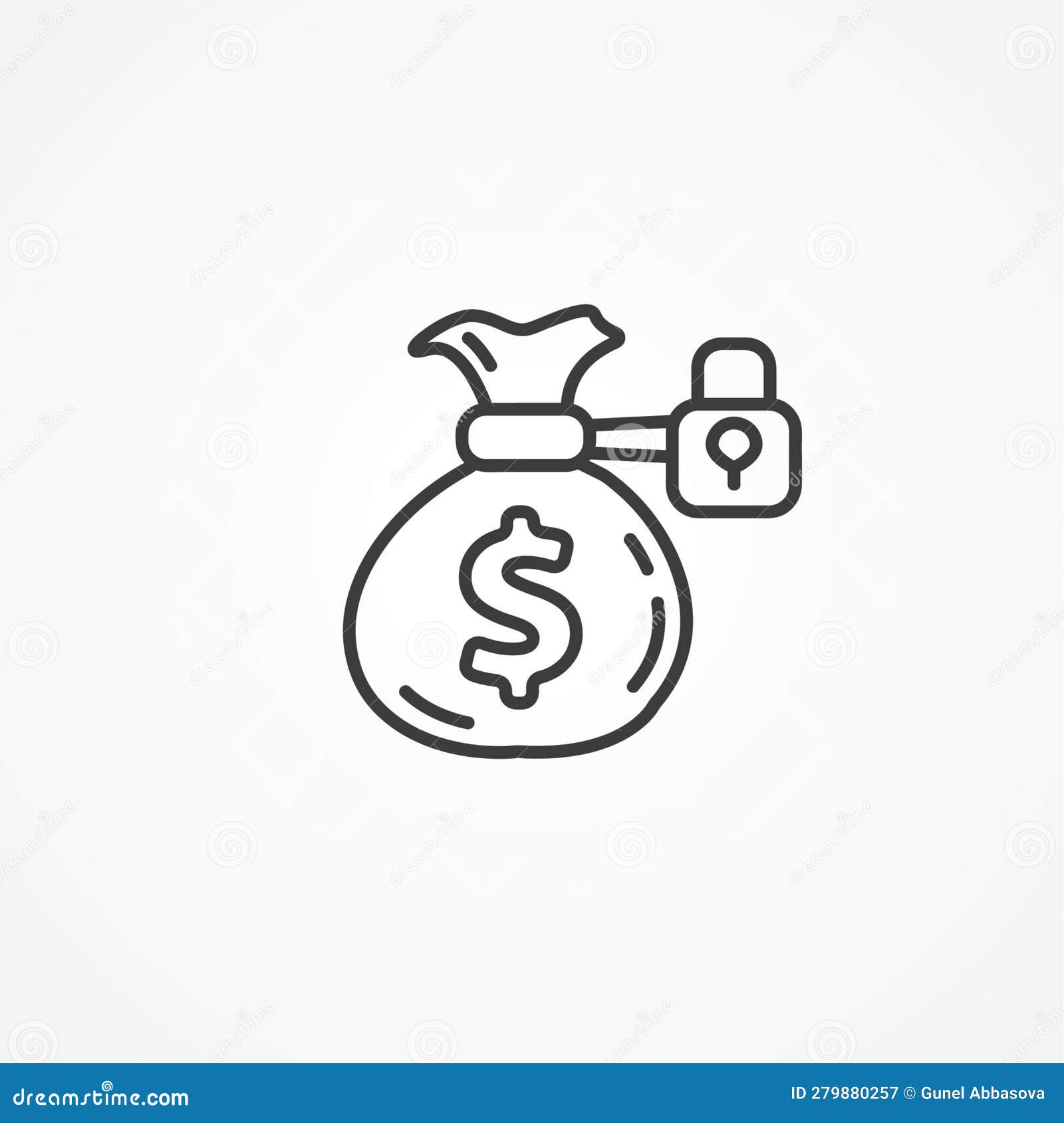 cost saving line icon. locked money bag icon