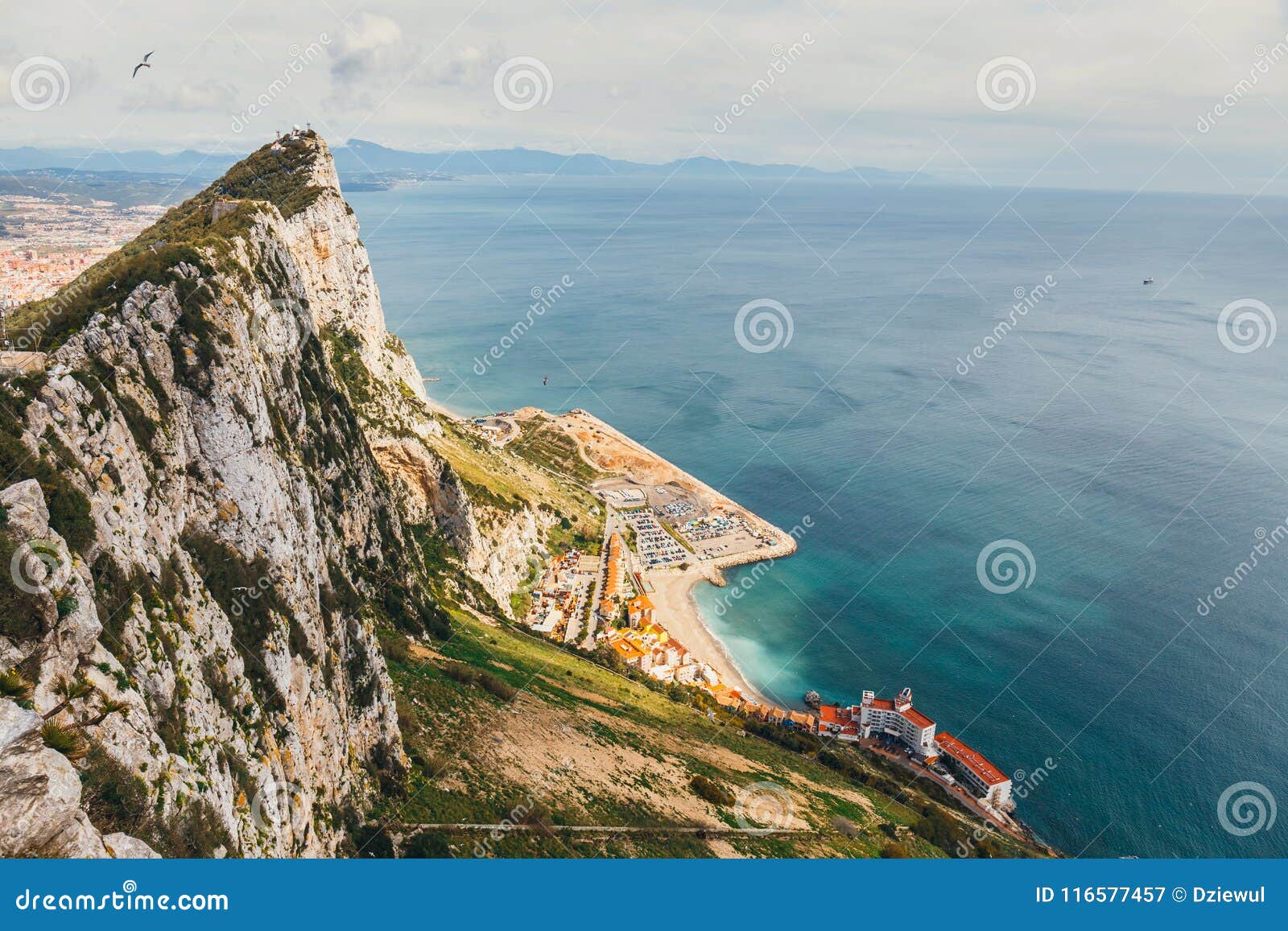 Costa Costa De Gibraltar Desde Arriba De La Roca Imagen de archivo