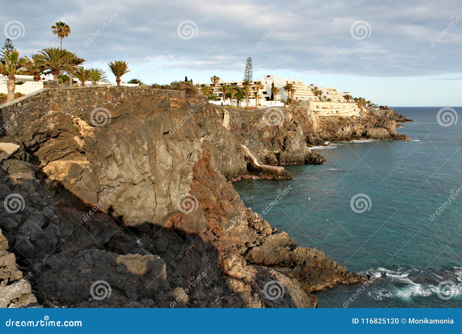 costa del silencio - high volcanic coast with rock formation