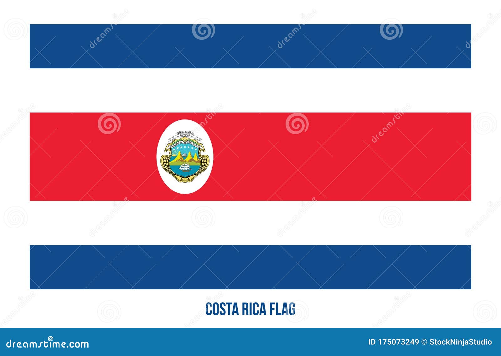 Costa Rica Flag Vector Illustration on White Background. Costa Rica