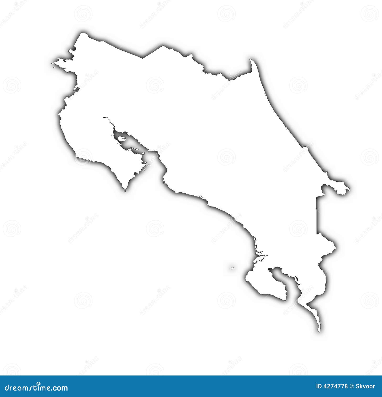 Costa Rica Map With Shadow Stock Illustration Image Of Graphics 4274778