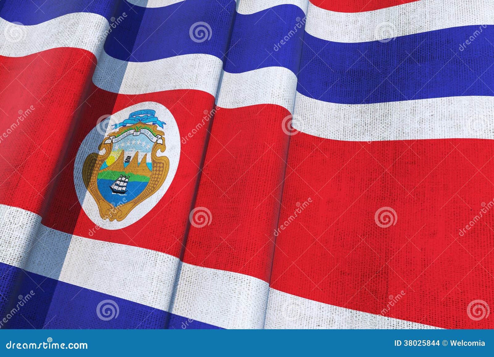 Costa Rica National Flag stock photo. Image of windy 38025844