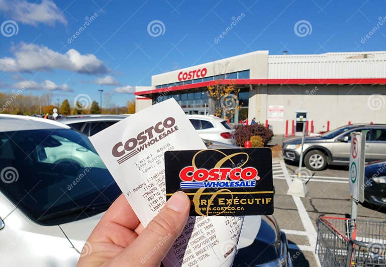 Costco Receipt and Executive Membership Card Editorial Stock Image
