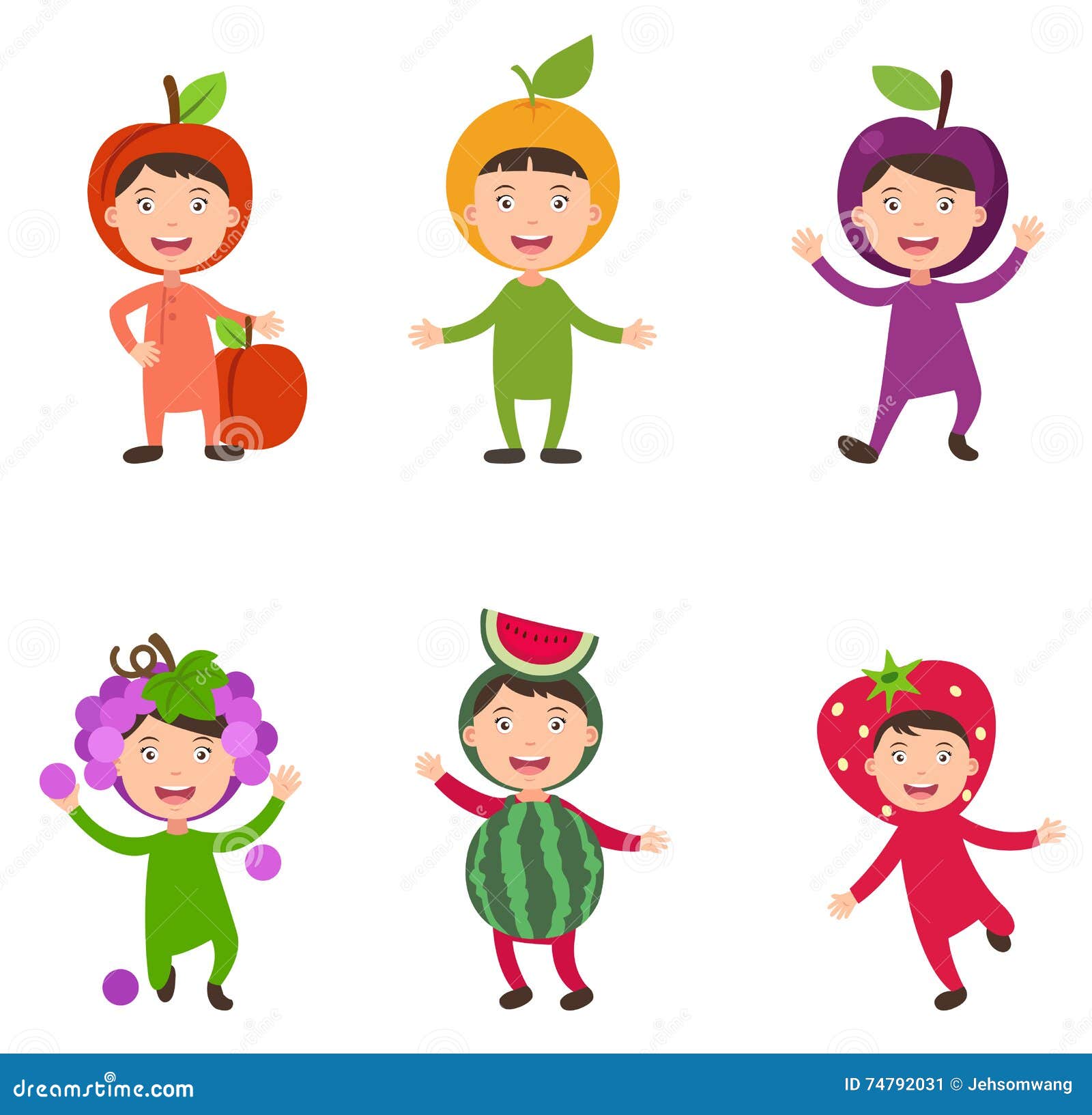 Costumes fruit kids vector stock vector. Illustration of funny 74792031