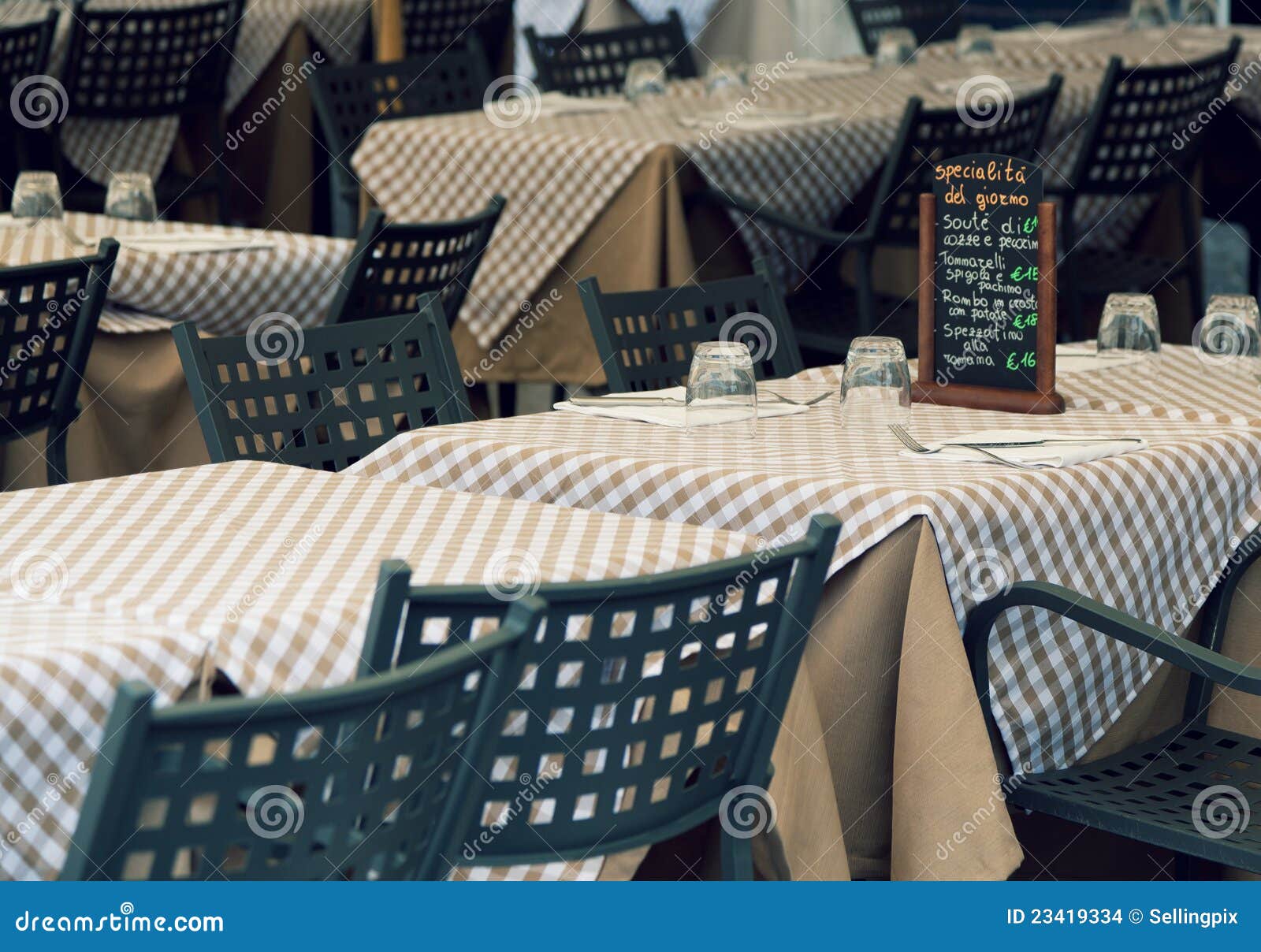 Cosy Italian cafe stock photo. Image of tablecloth, meal 23419334