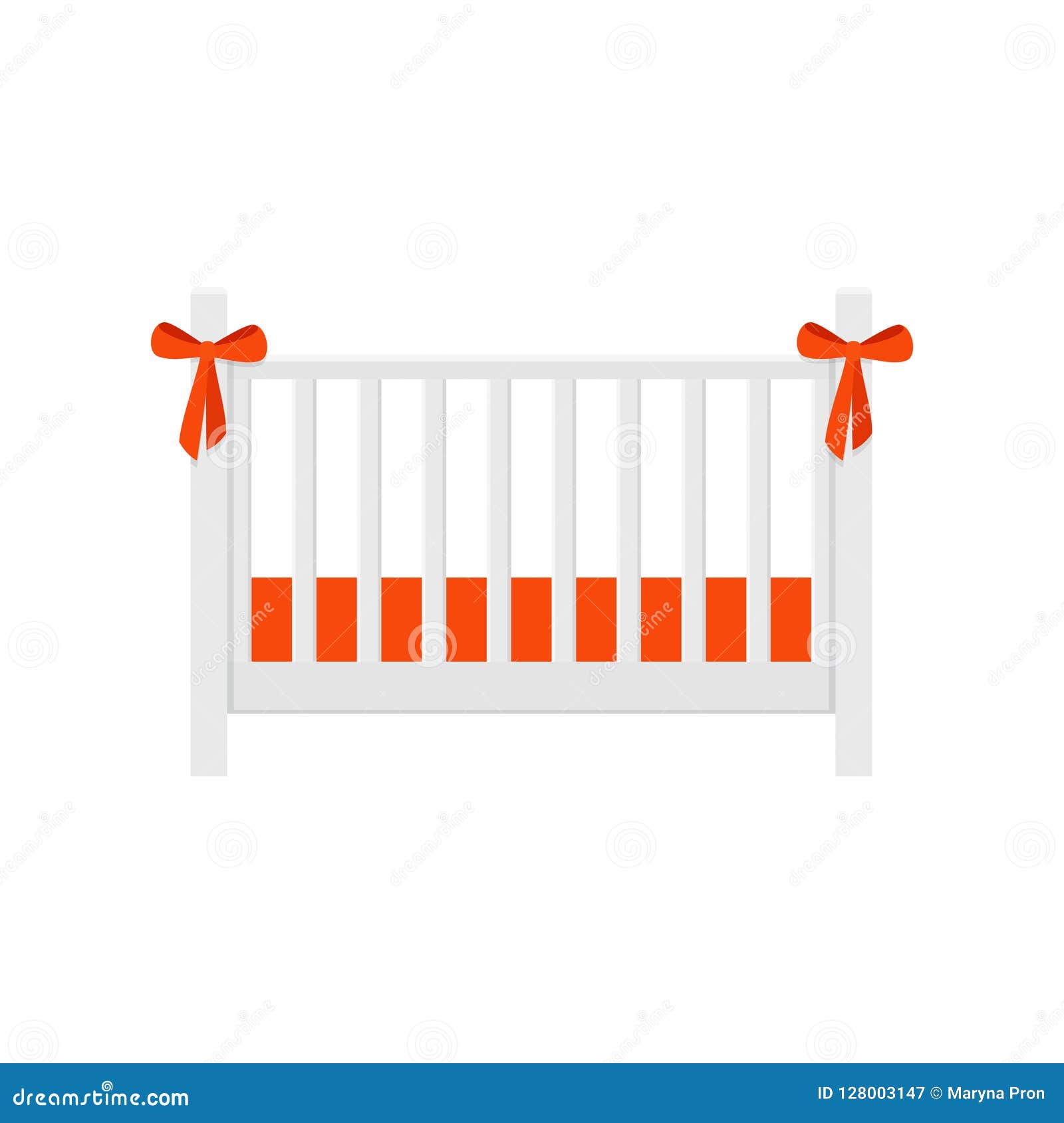 Cot Crib in Flat Design. Vector Cartoon Illustration. Stock Vector -  Illustration of bedroom, crib: 128003147