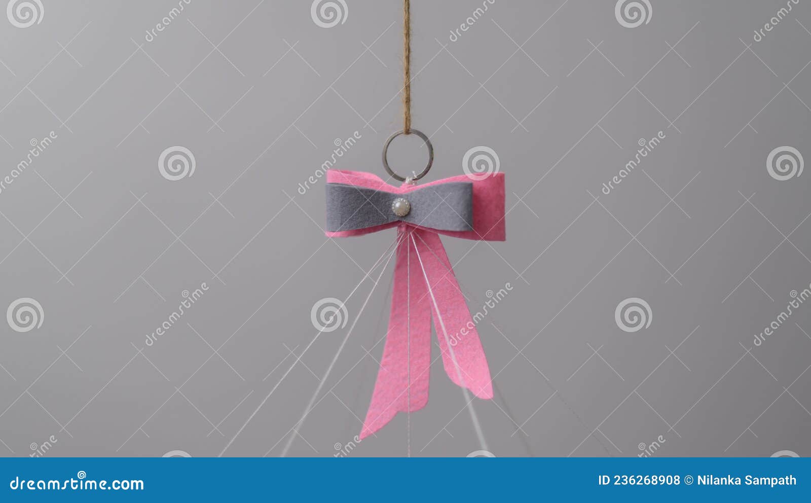 Cot Mobile Hanging Felt Bow and Ring Closeup Stock Photo Image of