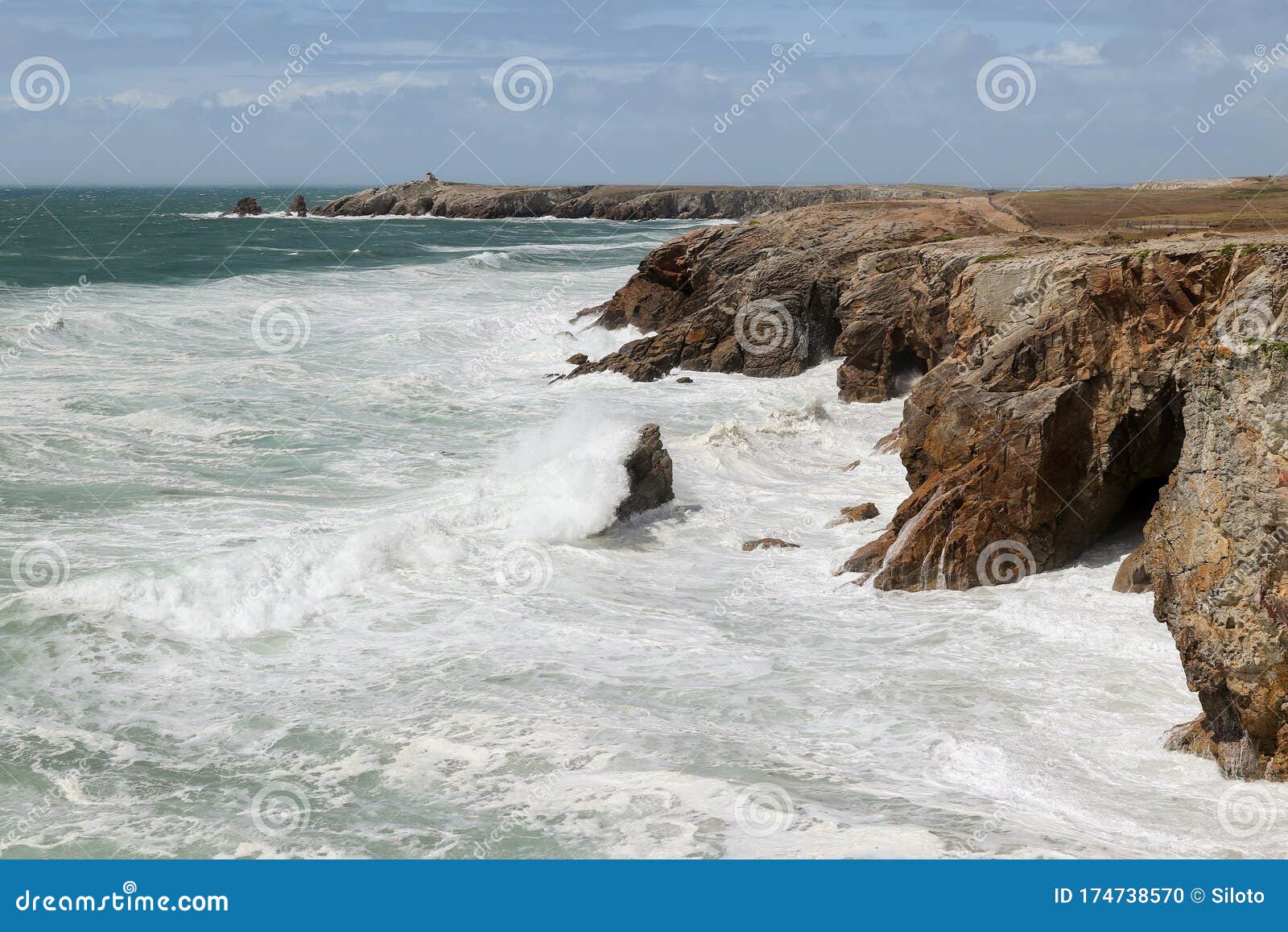 cote sauvage - wild coast of the peninsula of quiberon, brittany, france