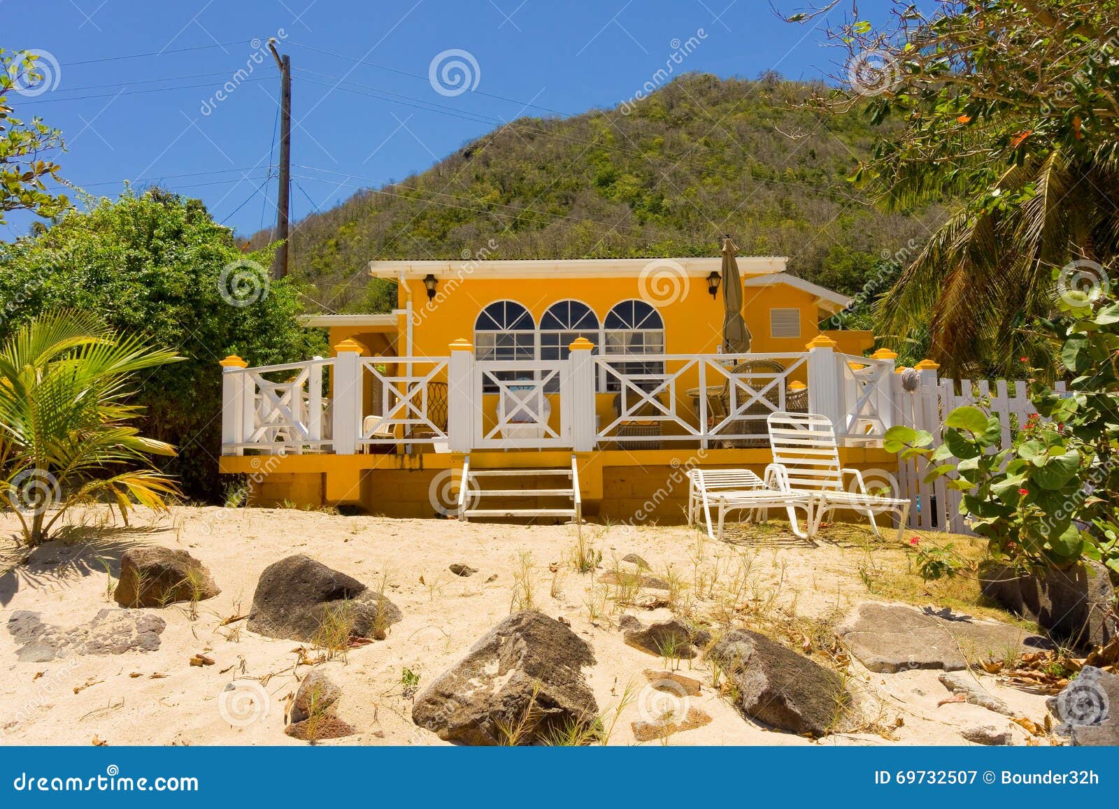 A Cottage on the Beach in the Windward Islands Stock Image Image of