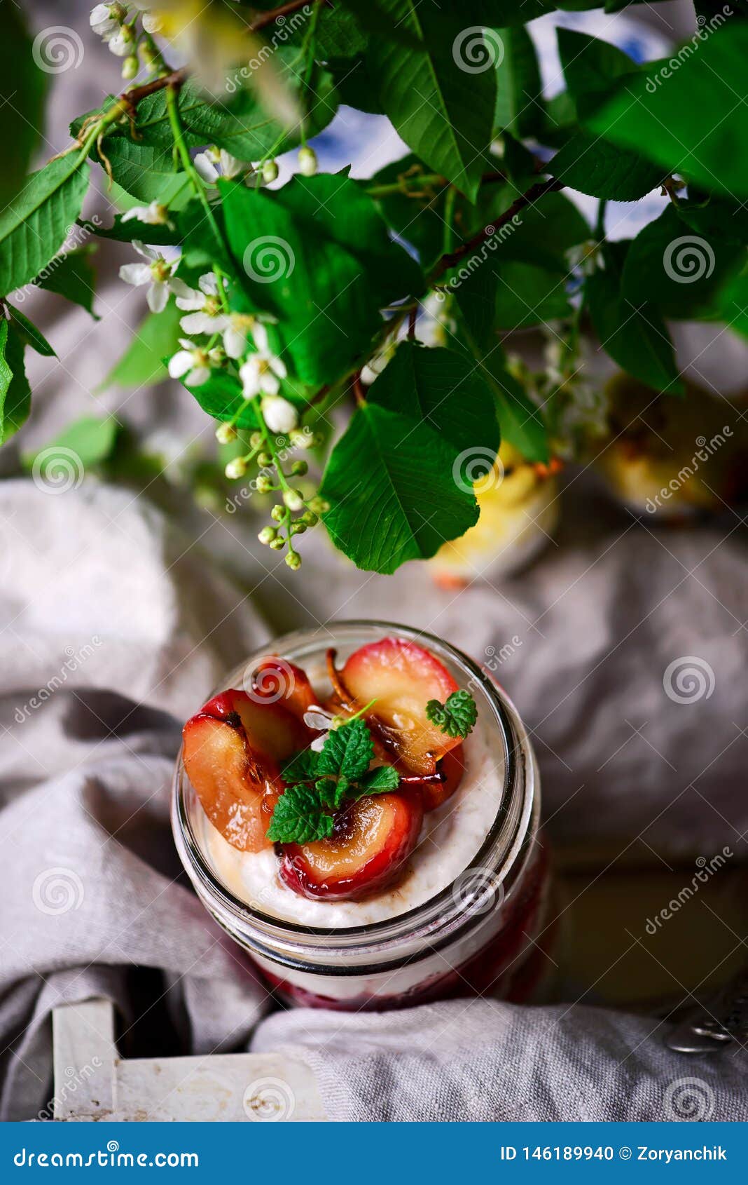 Cottage Cheese and Apples Dessert Stock Photo Image of mousse, cheese