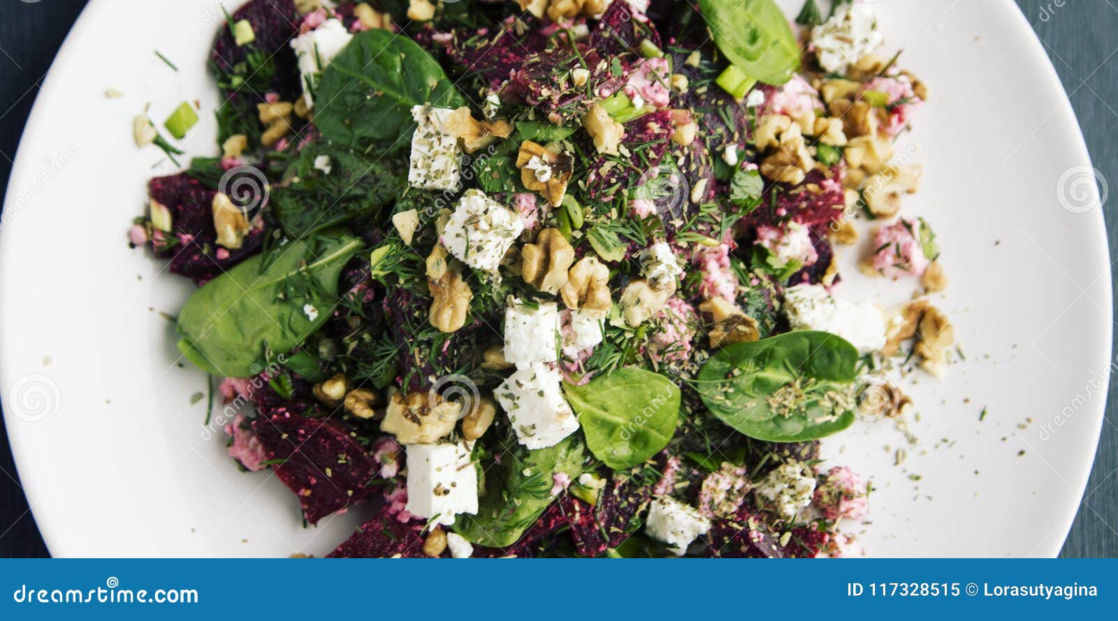 Cottage Cheese And Baby Spinach Vegetarian Salad Stock Image