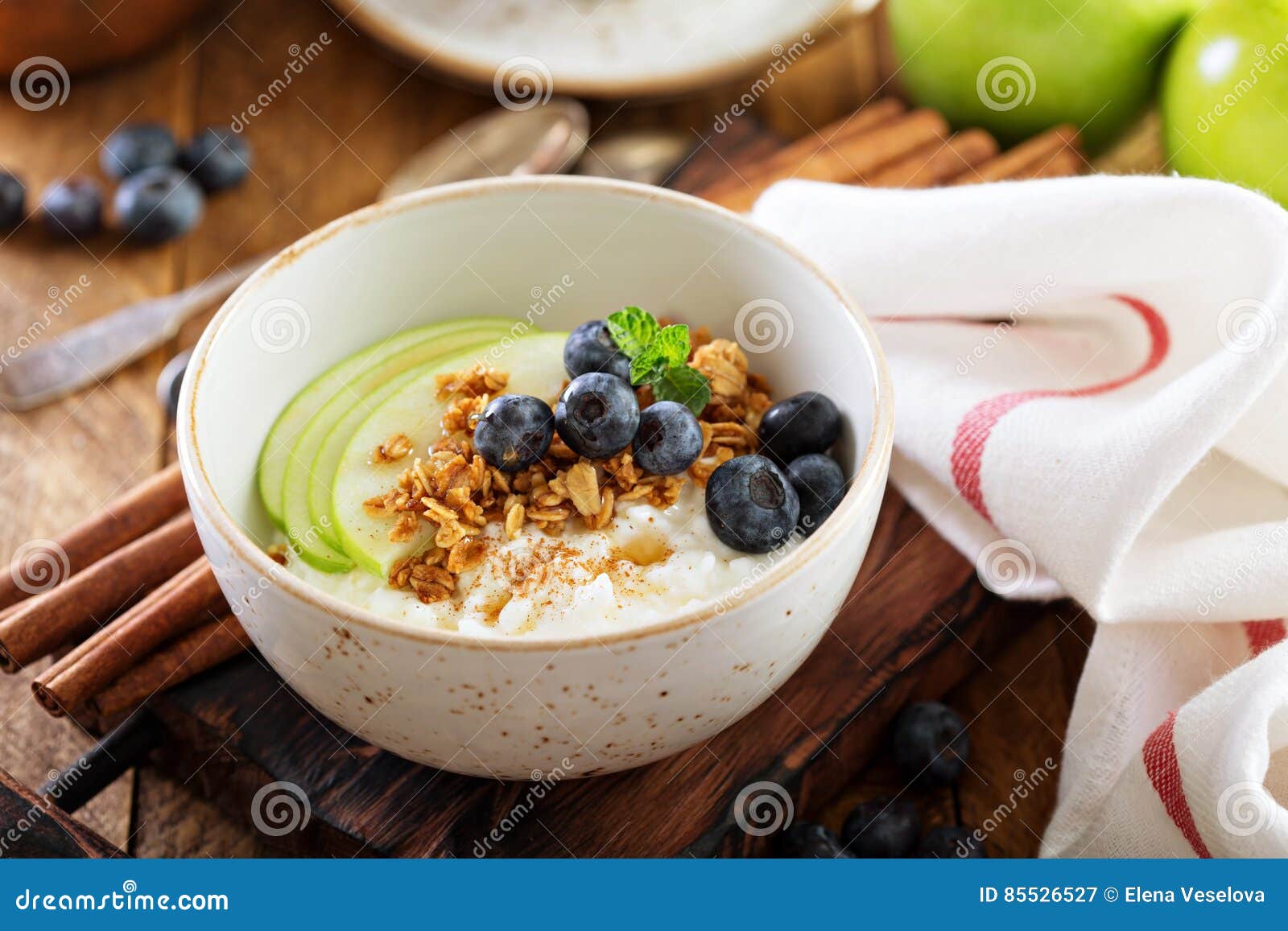 Cottage Cheese for Breakfast with Granola Stock Image Image of health