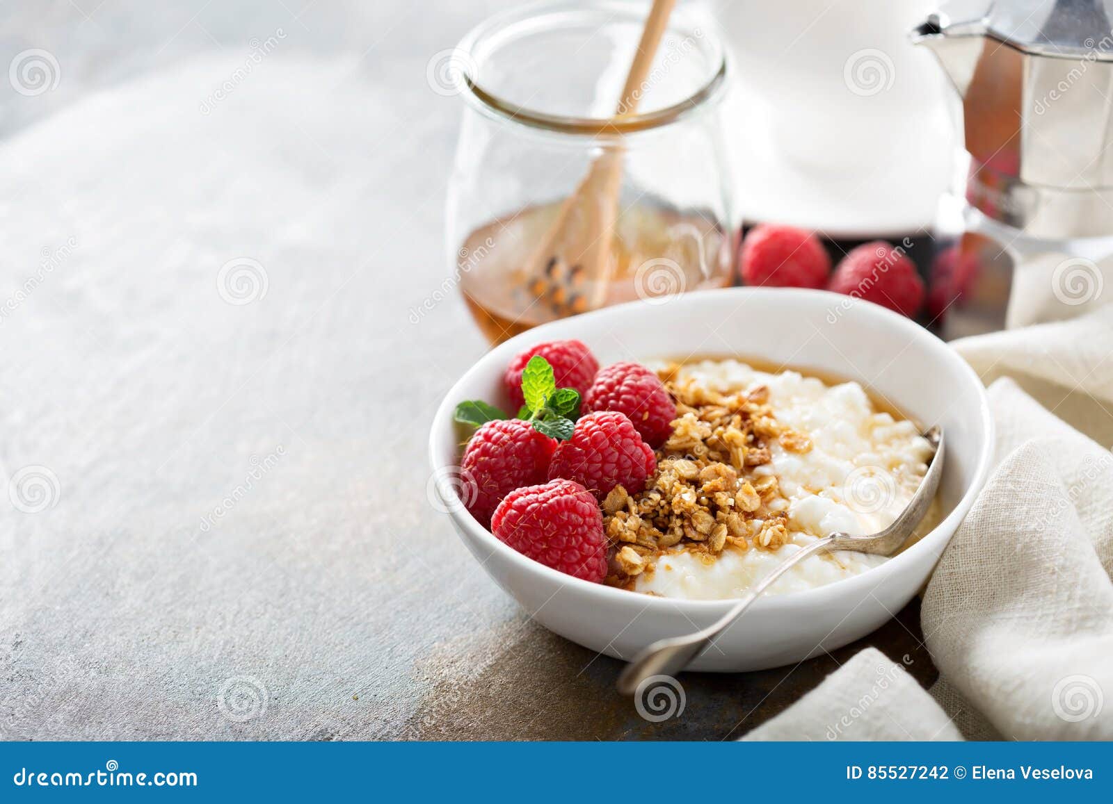 Cottage Cheese for Breakfast with Granola Stock Photo Image of health