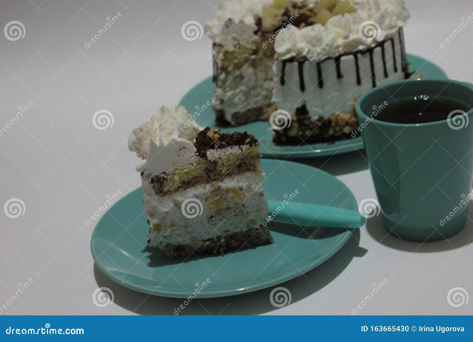 Cottage Cheese Cake with Chocolate on a Platter. Stock Photo Image of