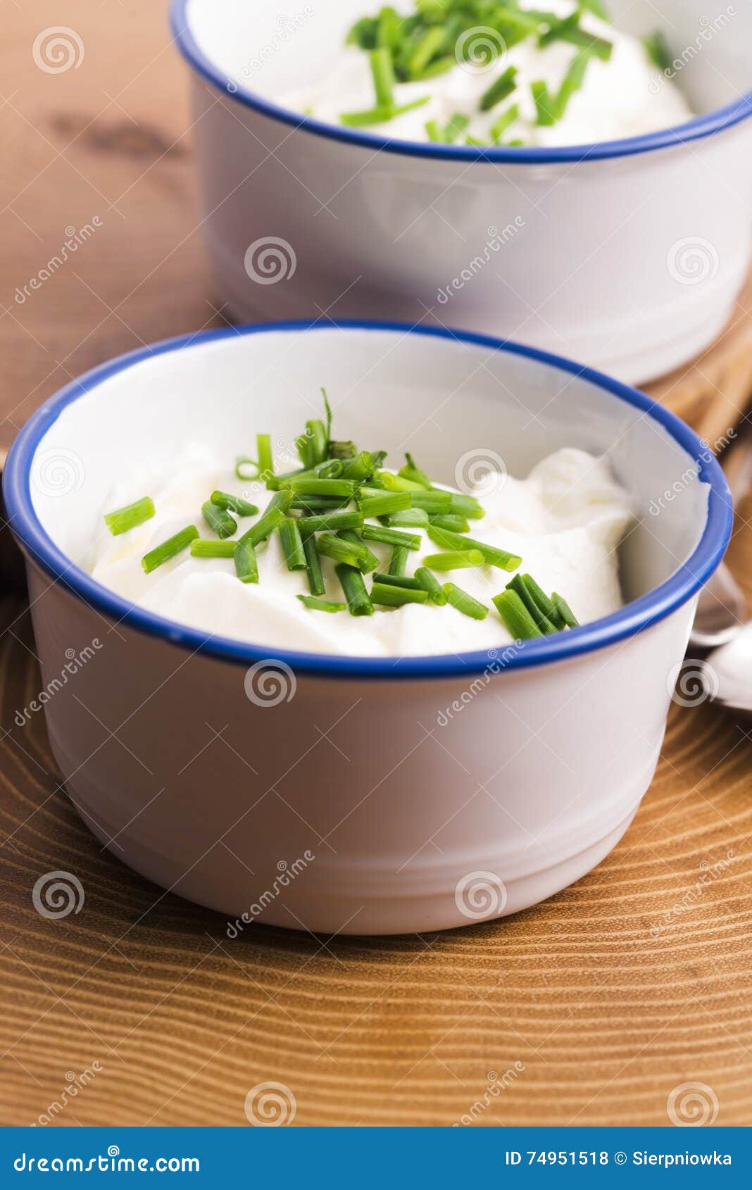 Cottage cheese with chives stock photo. Image of white 74951518