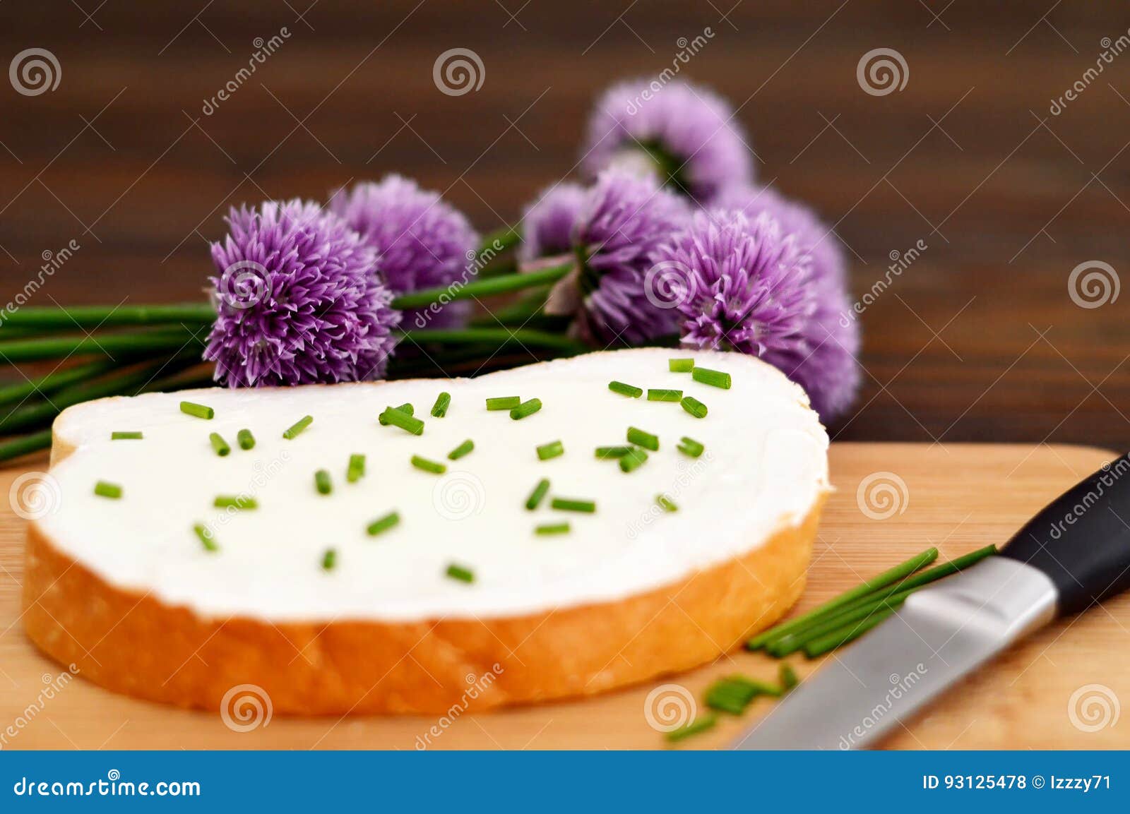 Cottage cheese and chives stock photo. Image of white 93125478