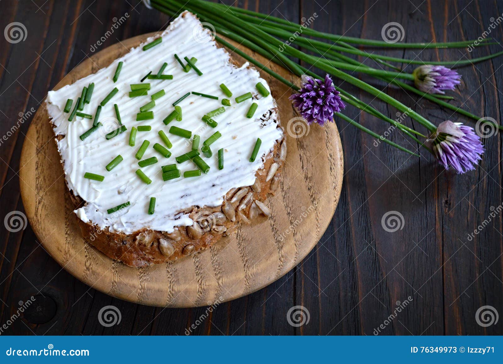 Cottage cheese and chives stock image. Image of green 76349973