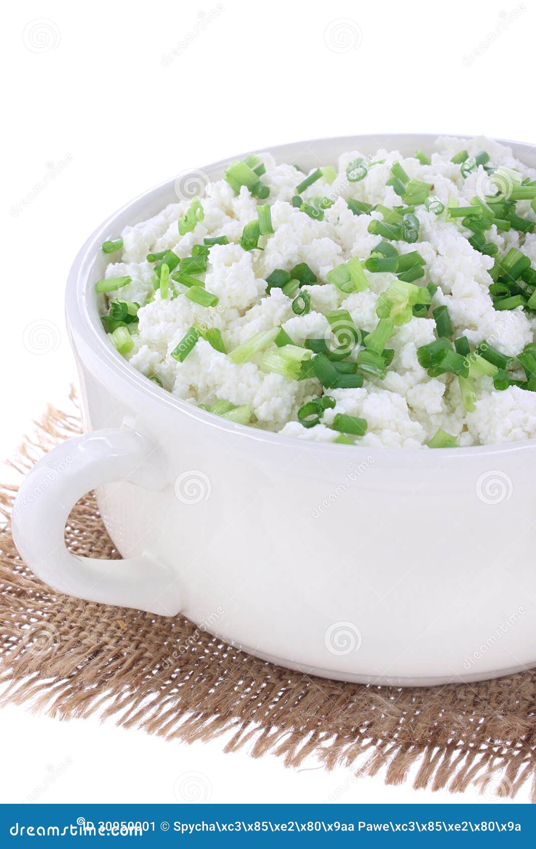 Cottage cheese with chives stock image. Image of vegetables 30950001