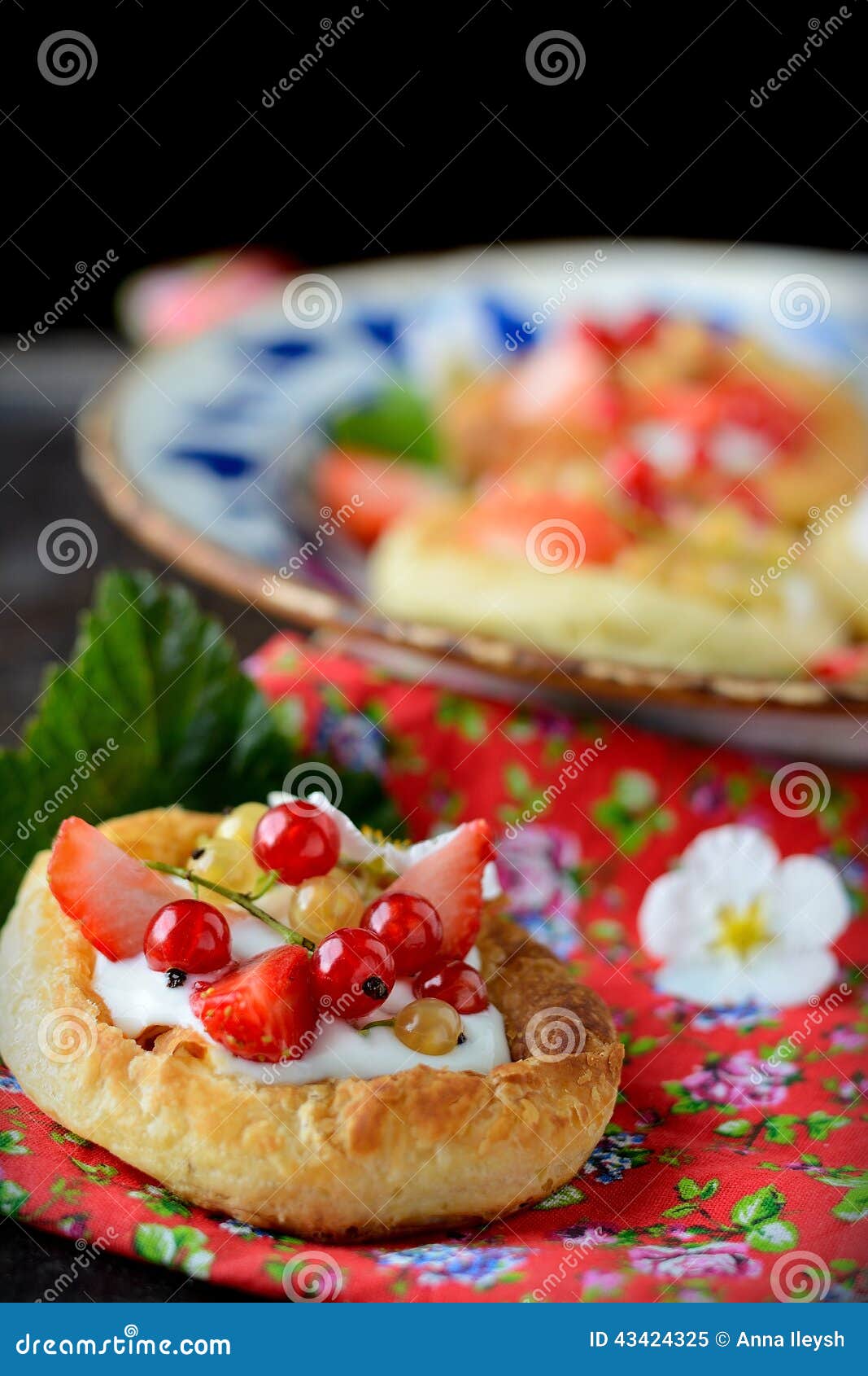 Cottage Cheese Cream Tarts with Berries and Fruits Stock Image - Image ...