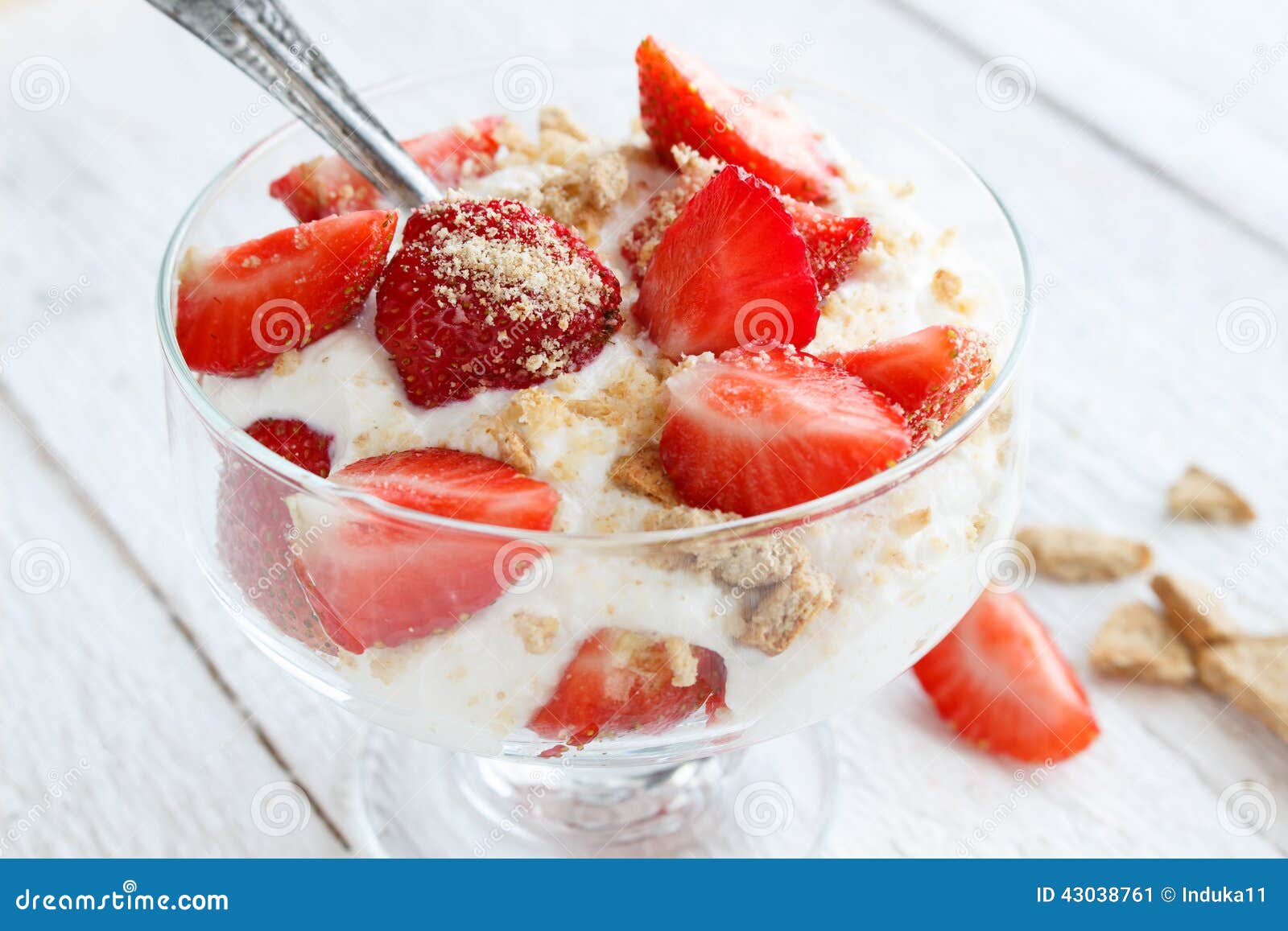 Cottage Cheese Dessert with Strawberries Stock Image Image of