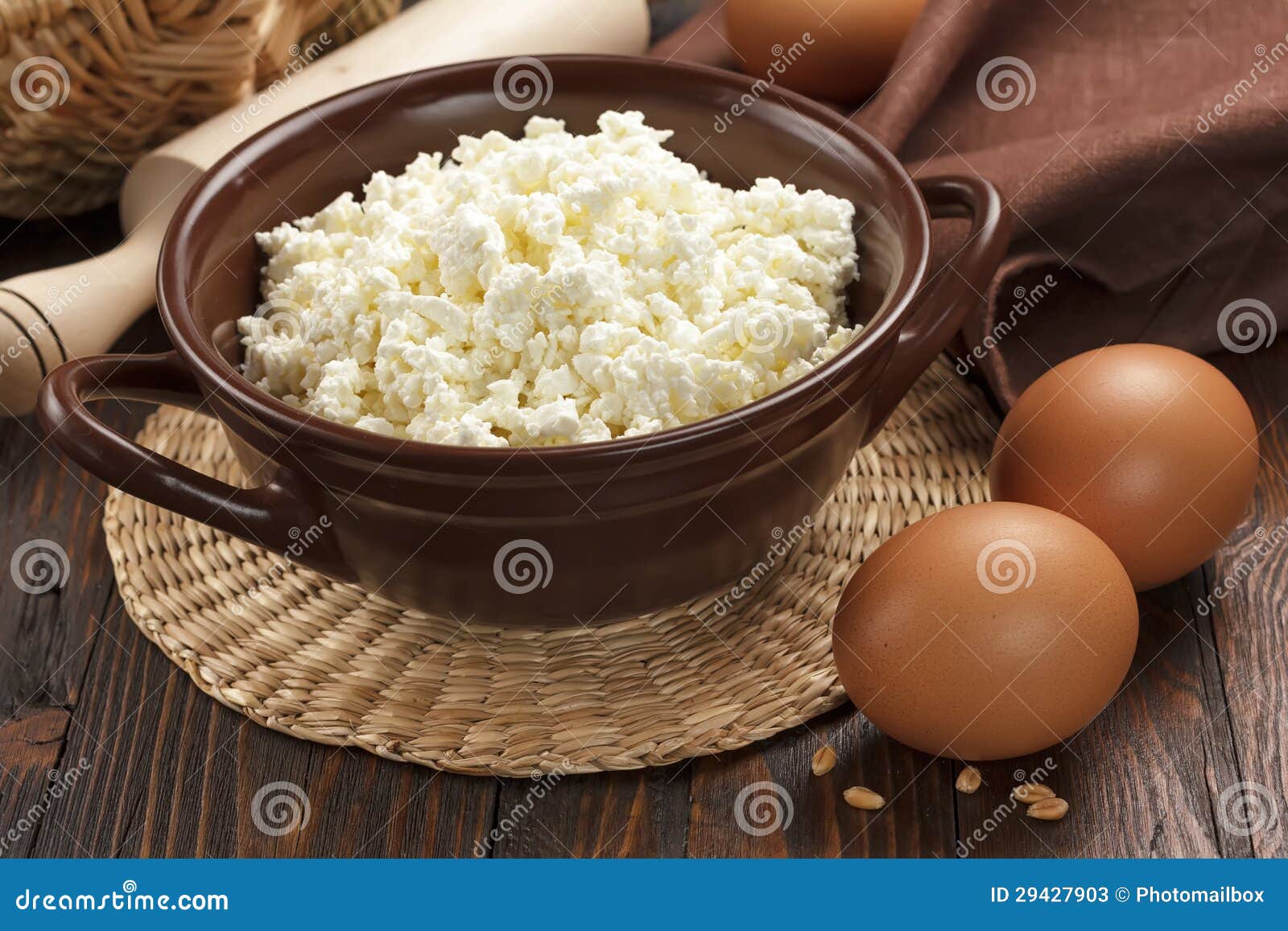 Cottage cheese and eggs stock image. Image of fresh, food 29427903