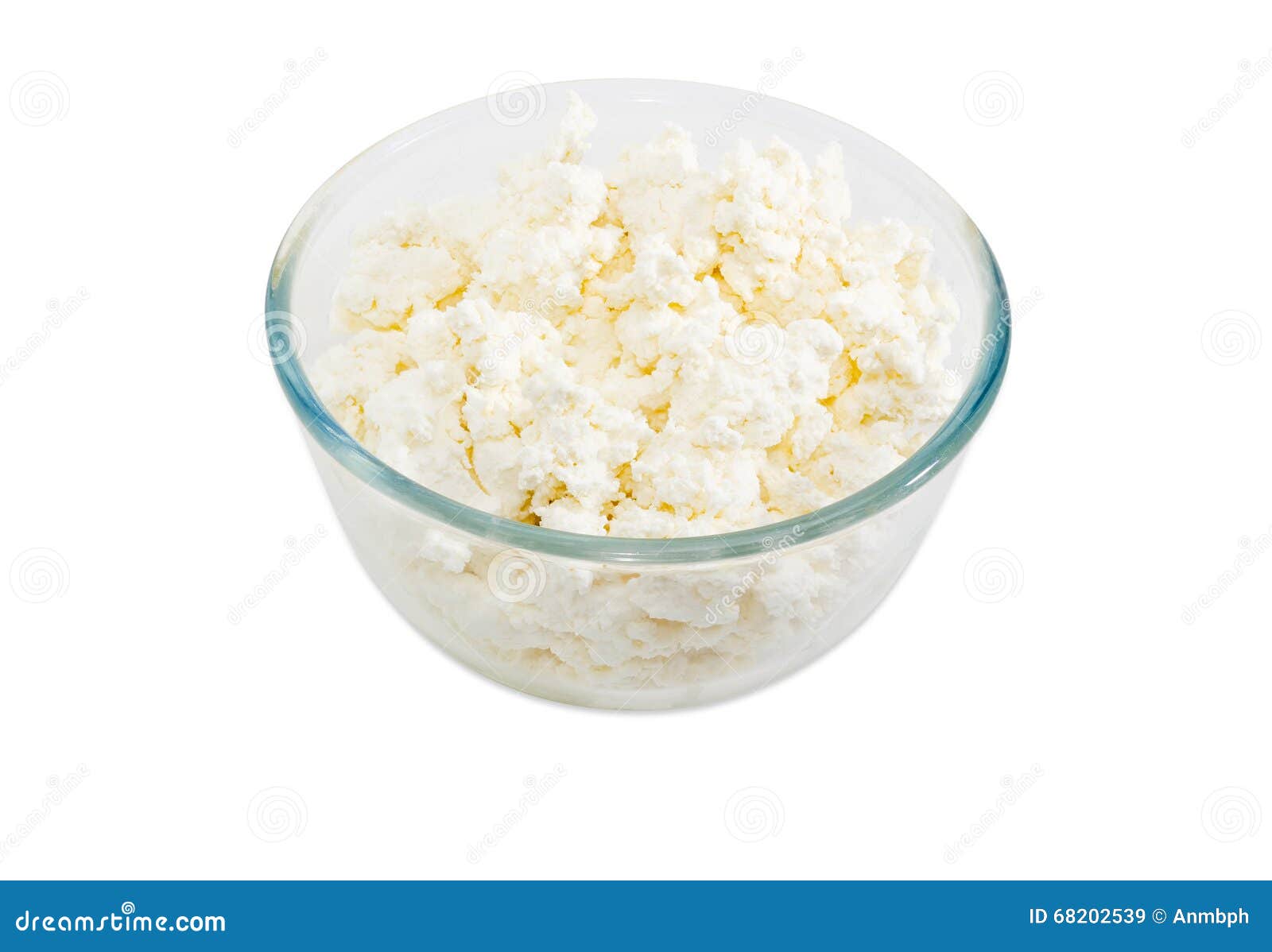Cottage Cheese In Glass Bowl On A Light Background Stock Image Image