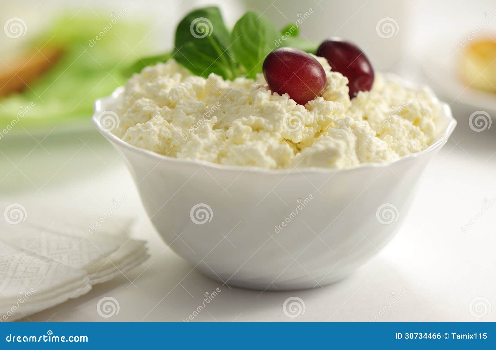 Cottage Cheese of Grapes and Spinach Stock Photo Image of cottage