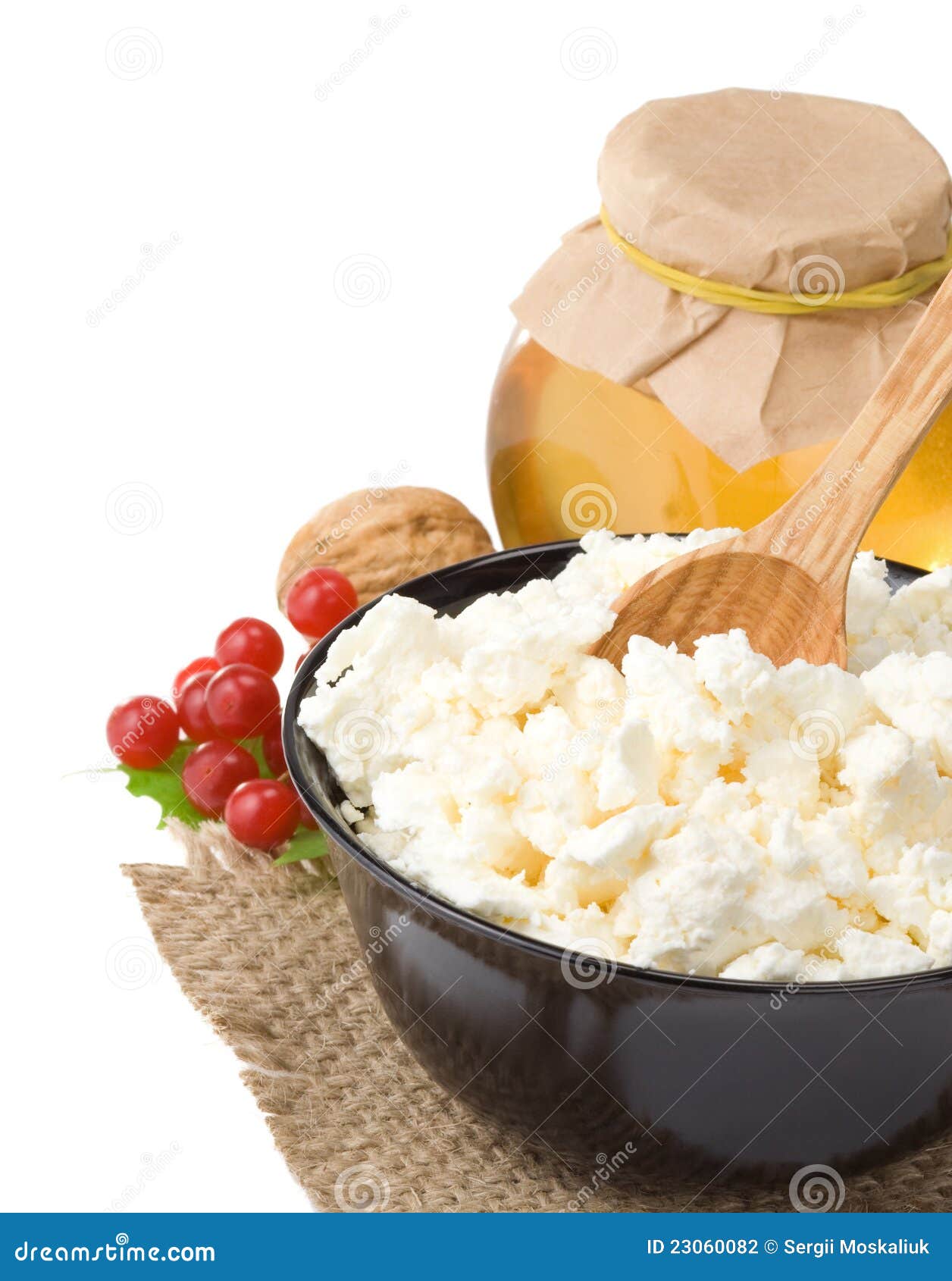 Cottage cheese and honey stock photo. Image of health 23060082