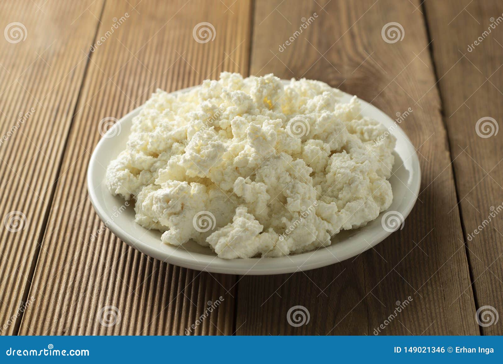 Cottage Cheese Isoalted On Wooden Background Dairy Products