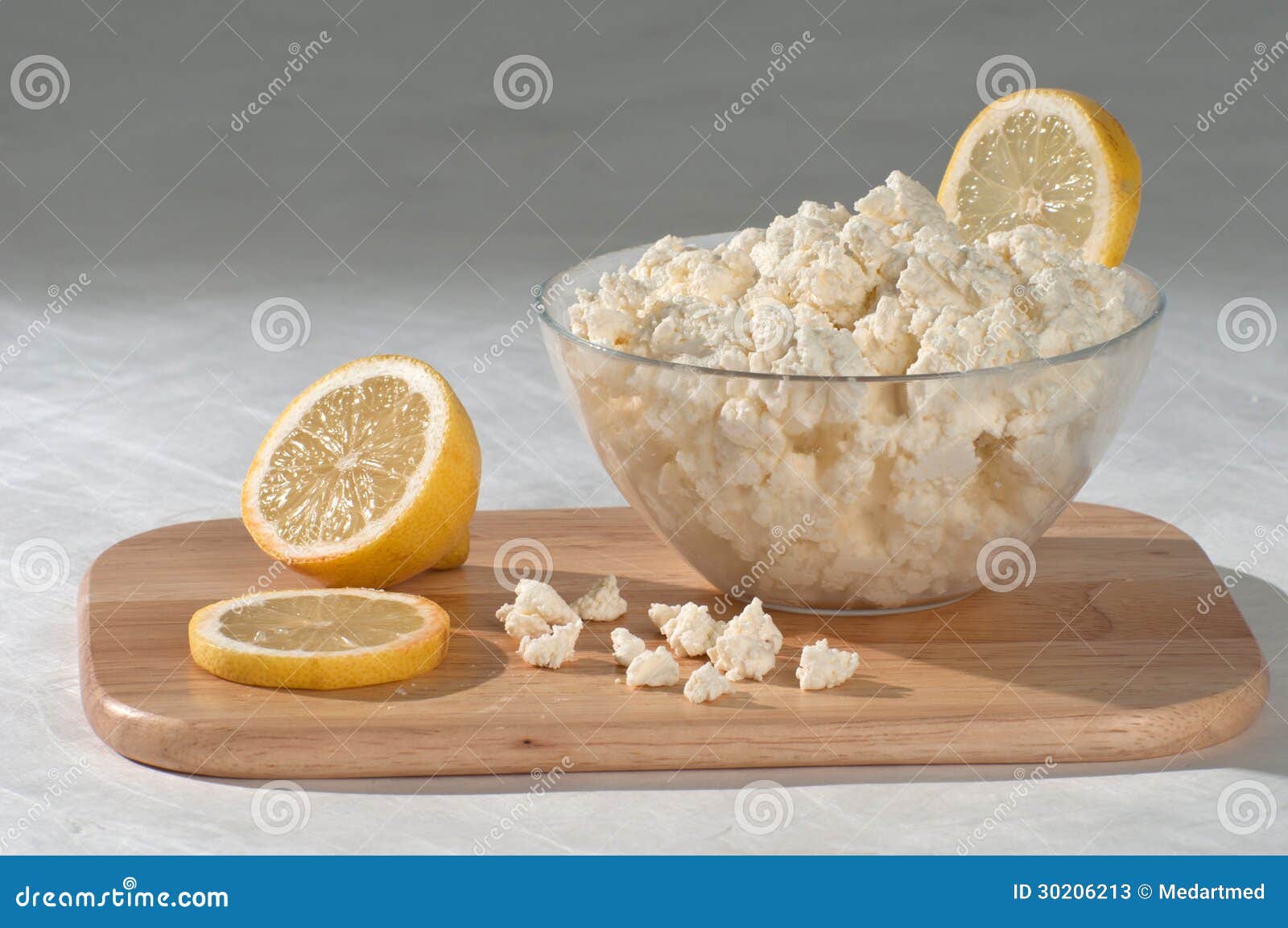 Cottage chesse with lemon stock image. Image of cheese 30206213