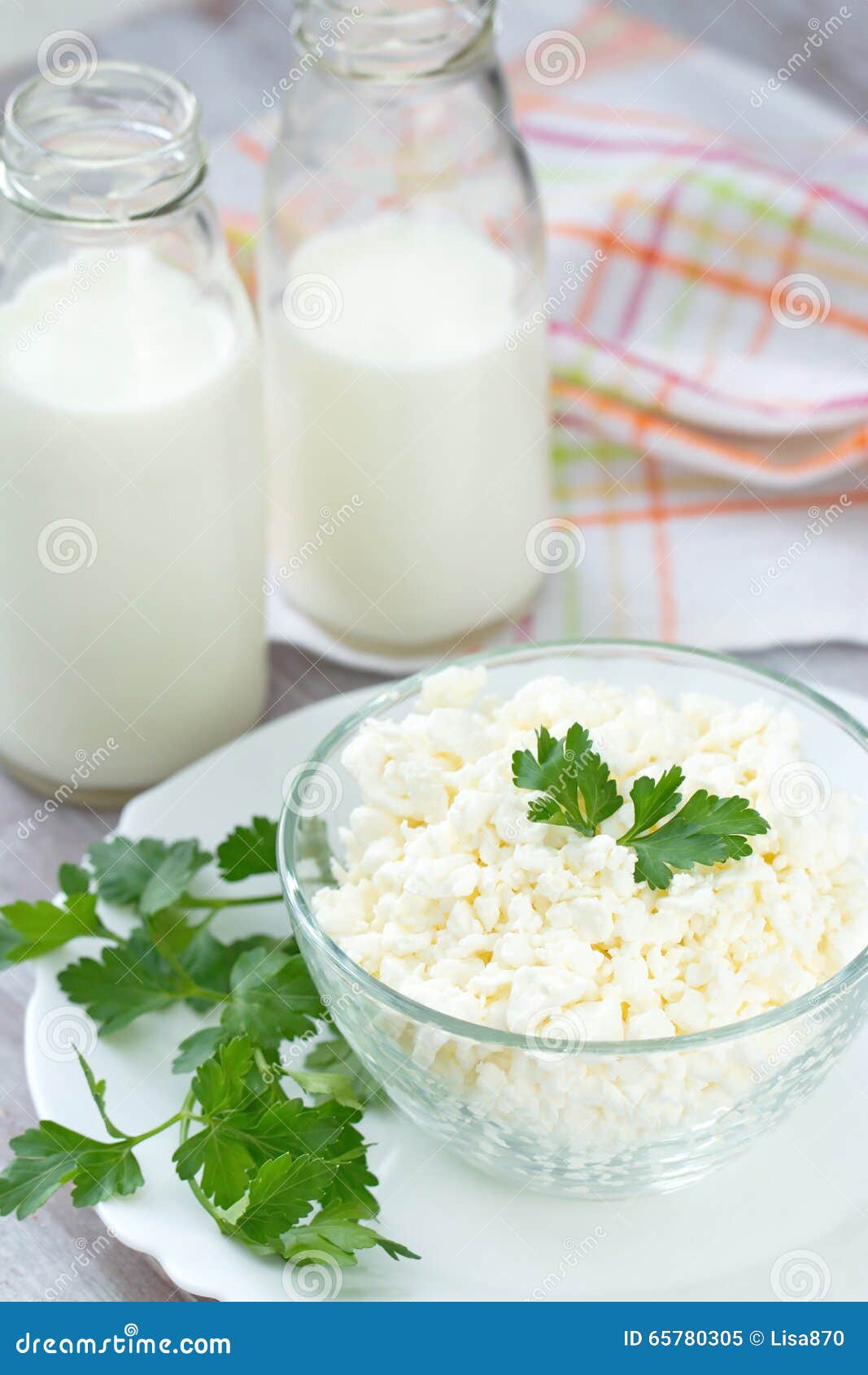 Cottage cheese and milk stock image. Image of simple 65780305