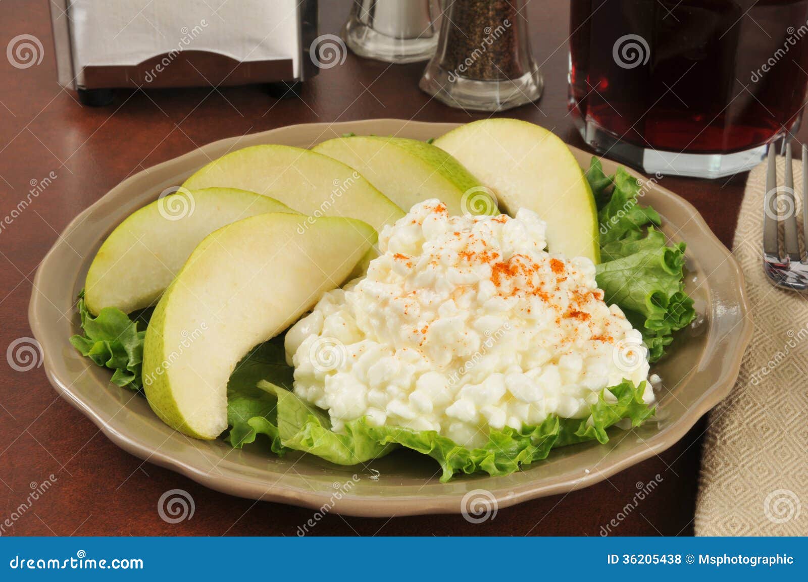 Cottage cheese and pears stock photo. Image of beverage 36205438