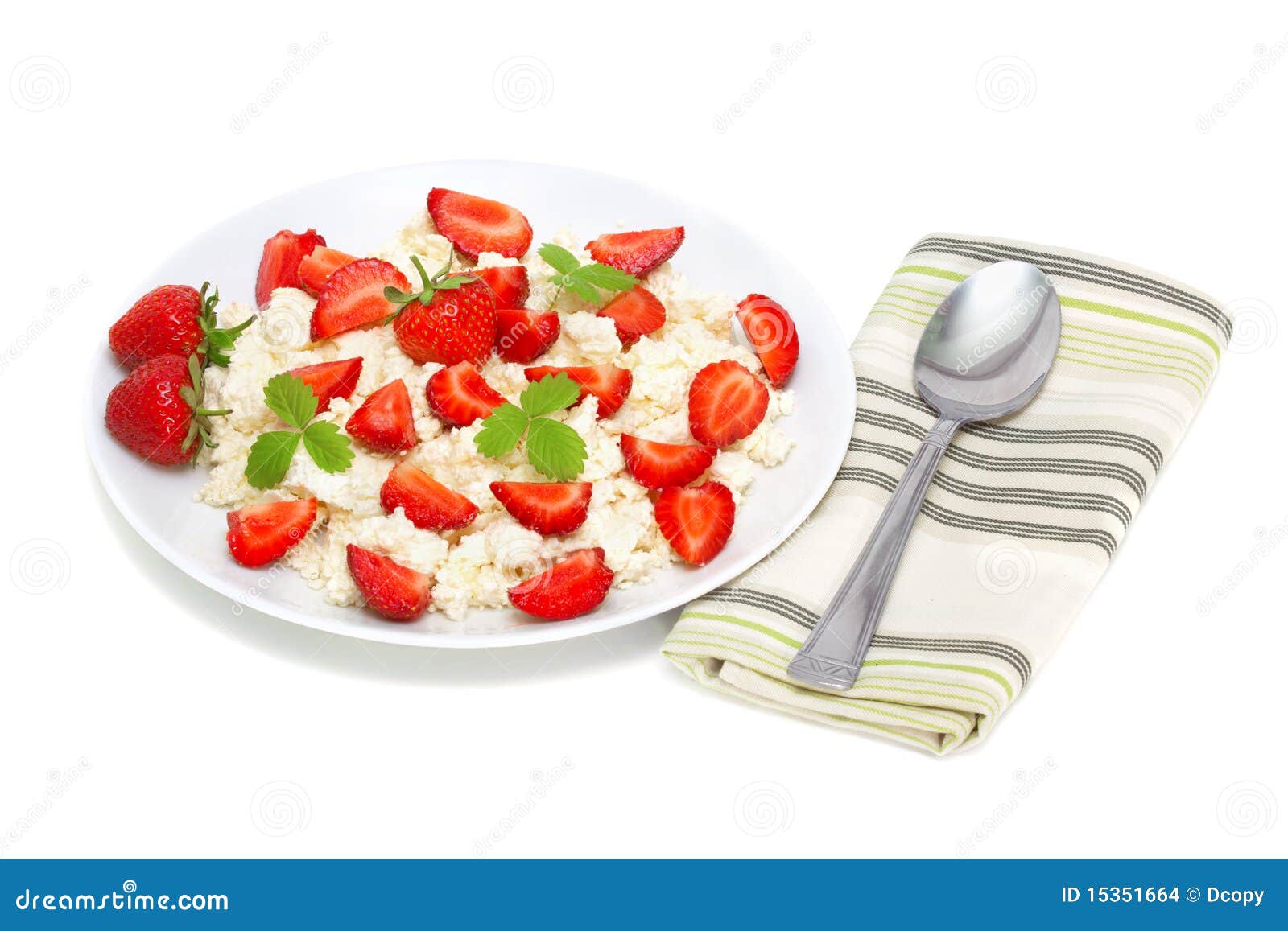 Cottage Cheese with Strawberries Stock Photo Image of spoon, country