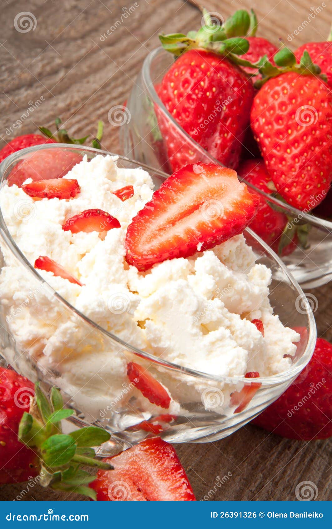 Cottage Cheese and Strawberries Stock Photo Image of copy, curd 26391326