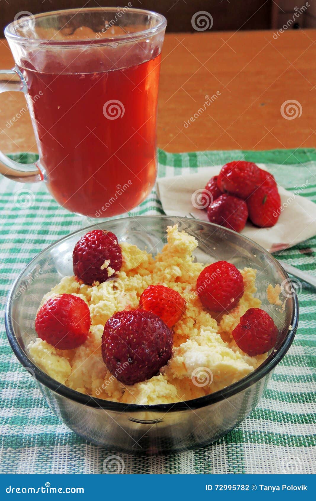 Cottage Cheese with Strawberries Stock Photo Image of blueberries